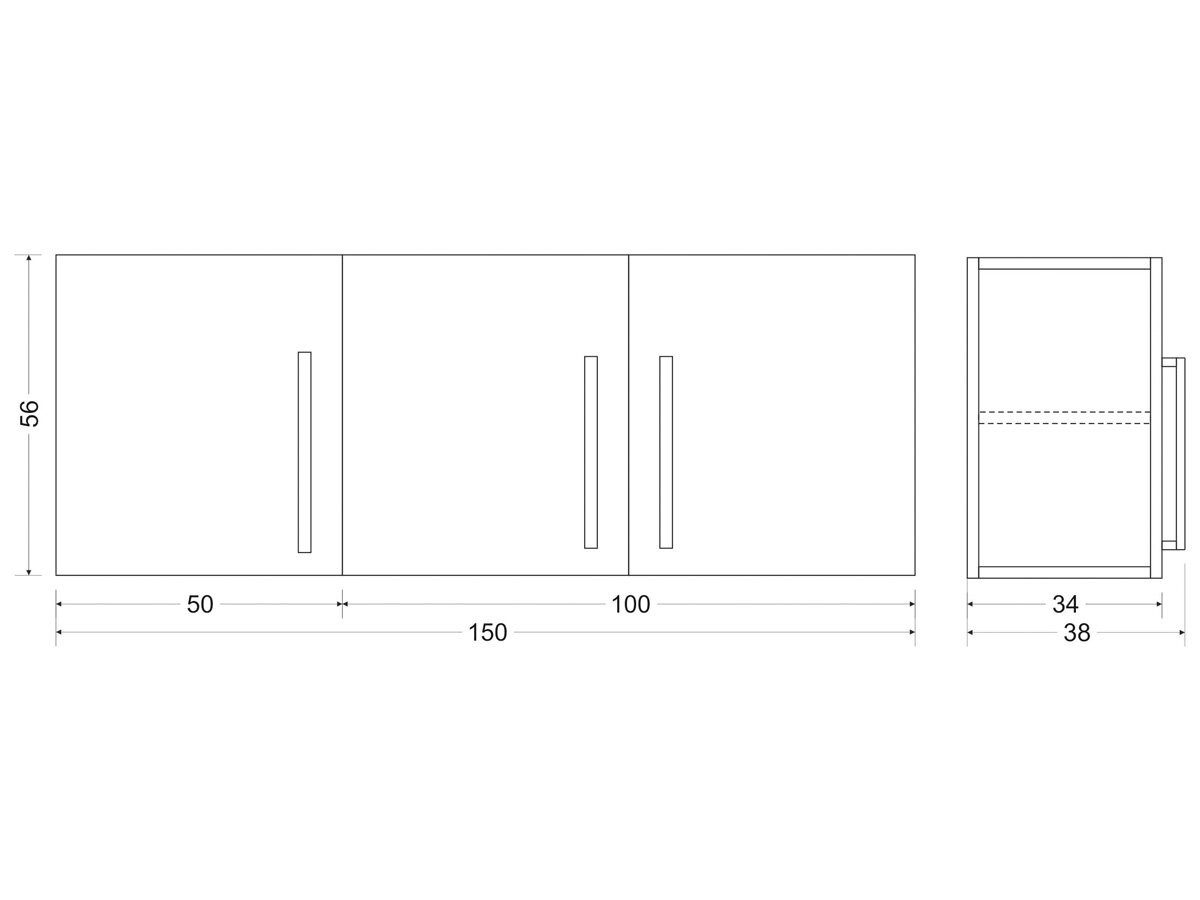Stengel Küchenzeile 150 cm Single Küche mit Kühlschrank und Schubladen-Unterbau, Küchenblock mit E Geräten