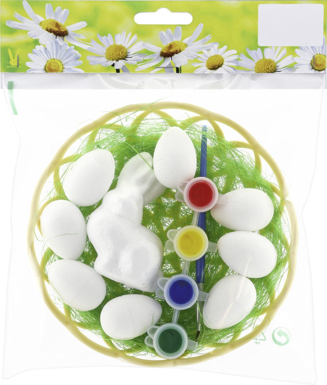 Rodermund Osterfigur Osterdeko Korb mit Eiern & Hase zum bemalen