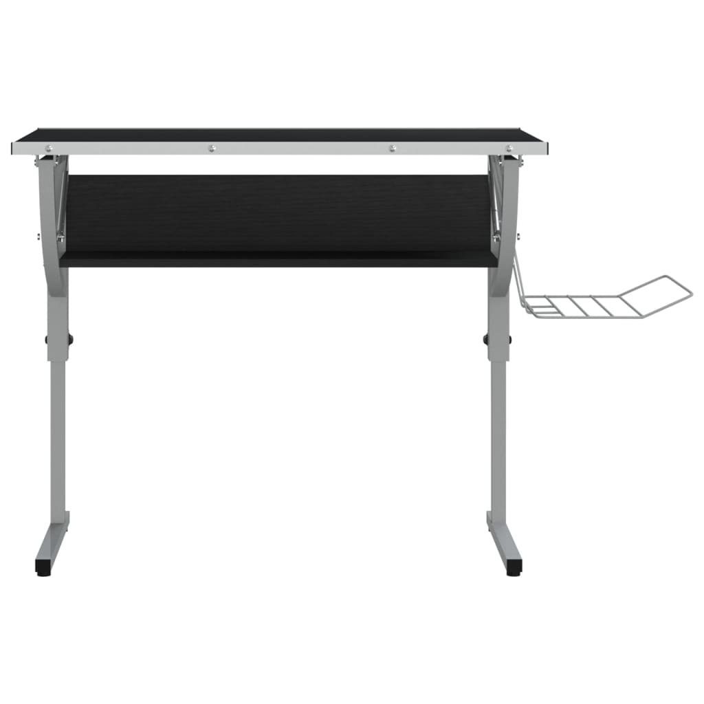 & Holzwerkstoff Grau furnicato Schwarz Stahl Basteltisch Schreibtisch 110x53x(58-87)cm