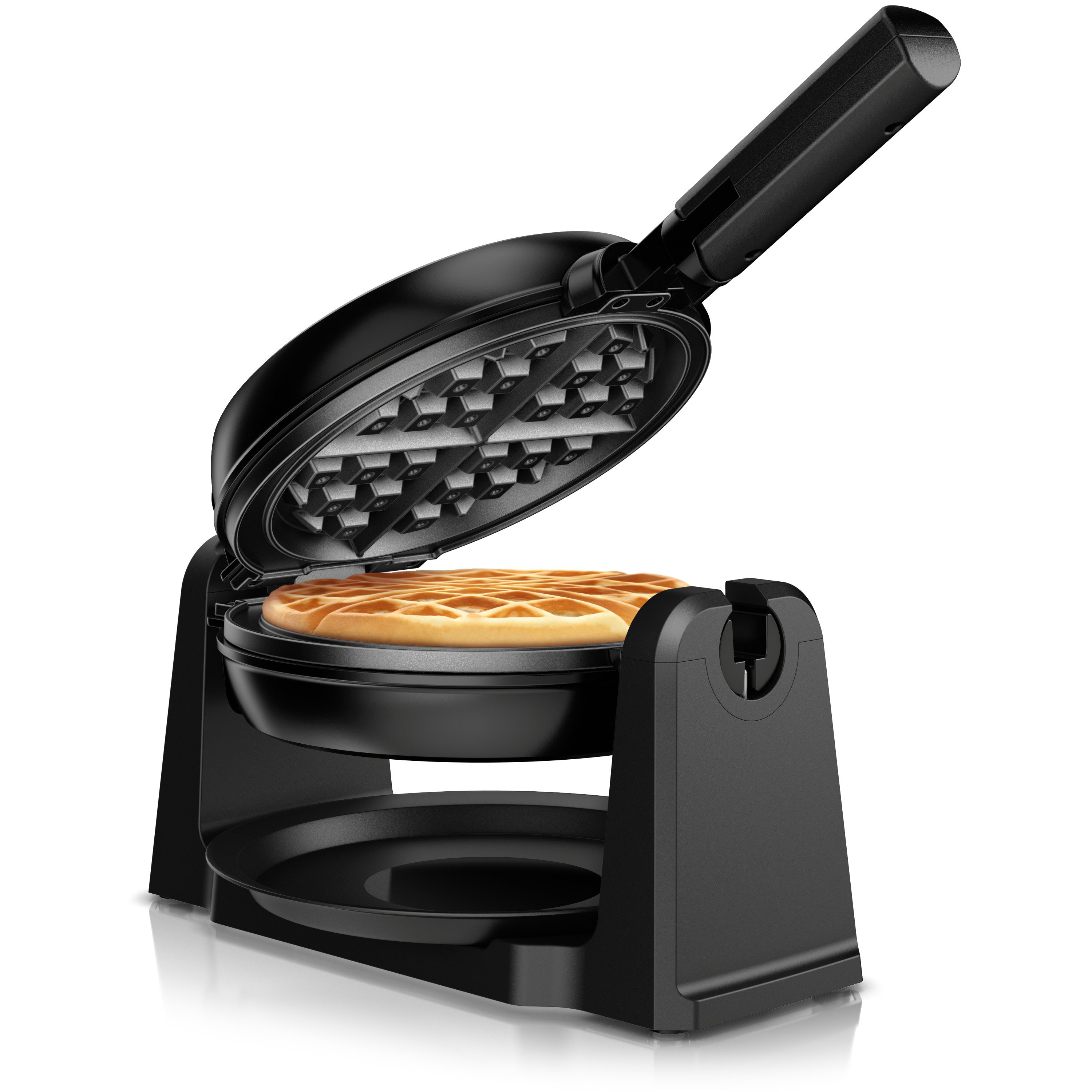 Arendo Вафельницы Waffelautomat für klassische Waffel mit 17cm Ø, automatische Bräunung, 1000 W, drehbarer Waffelmaker, Rotierend, Antihaftbeschichtet, Abtropfschale
