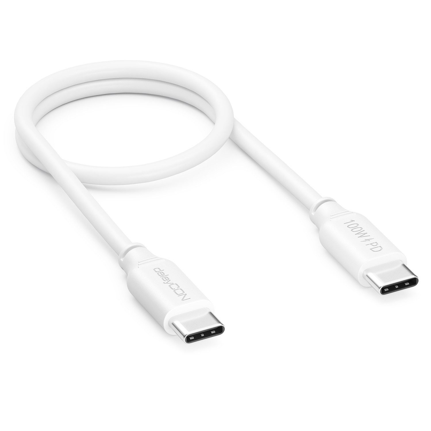 deleyCON 0,30m USB C Kabel Ladekabel PD3.0 100W Schnellladekabel USB-C zu USB-Kabel