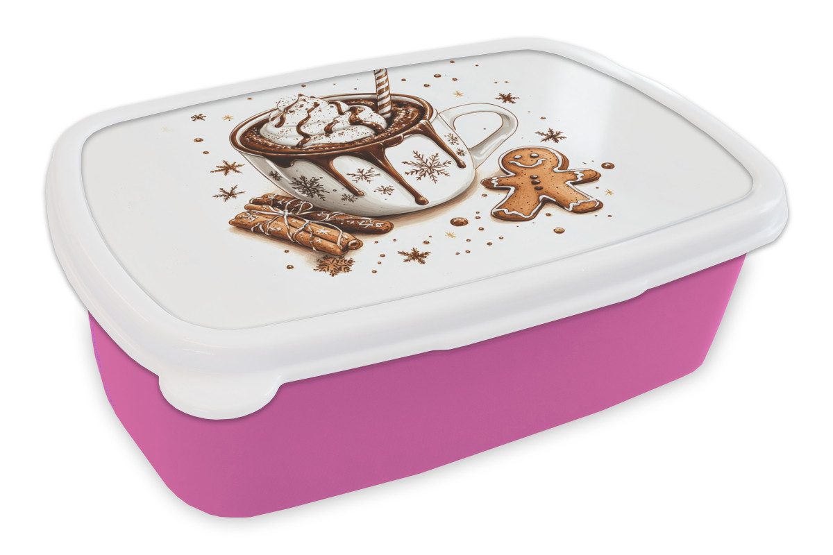 MuchoWow Lunchbox Chocomel - Dekoration - Torte - Winter - Weihnachten, Kunststoff, (2-tlg), Brotdosen, Lunch Box, Brotbox für Kinder und Erwachsene