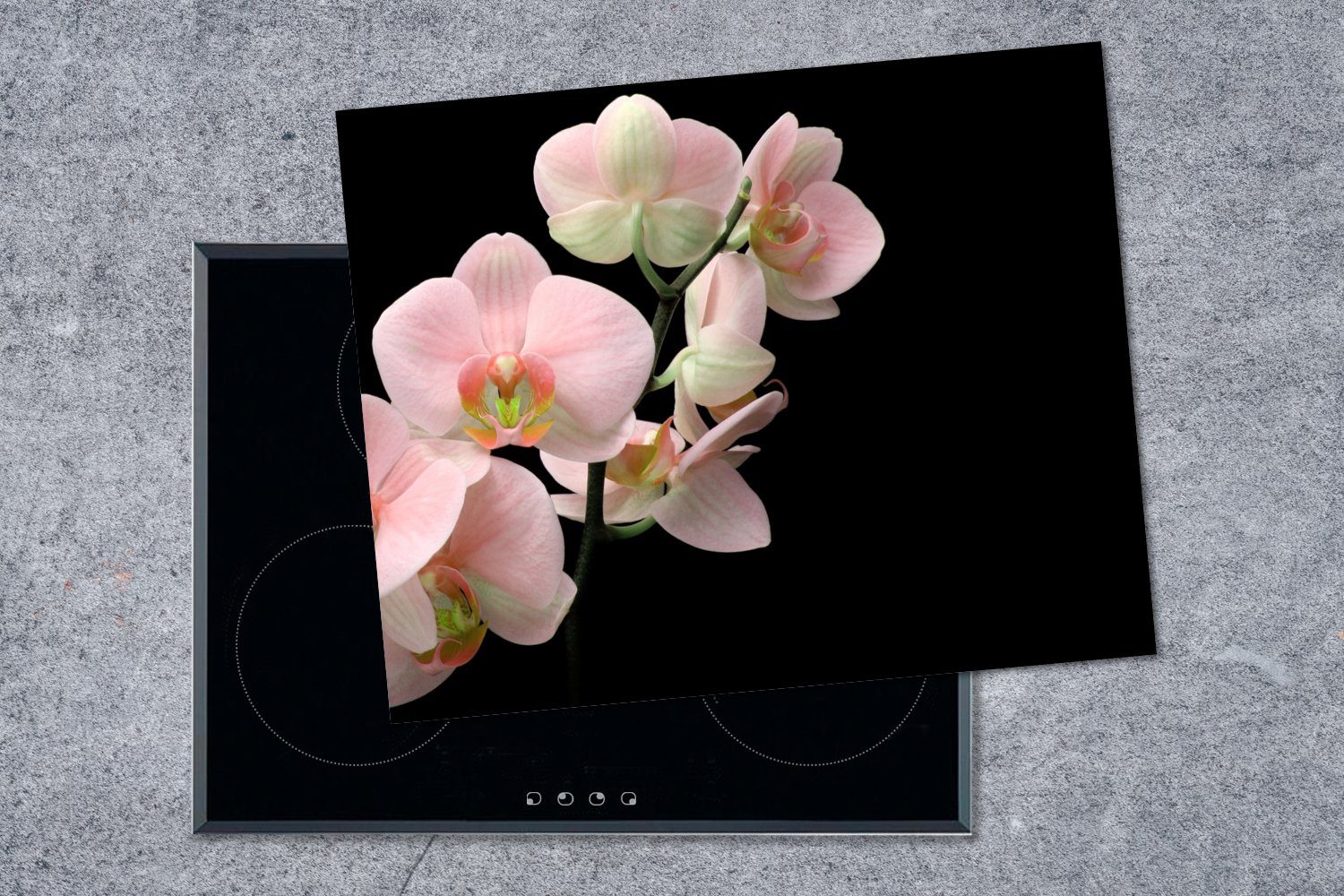 MuchoWow Herdblende-/Abdeckplatte Orchidee - Blumen Flora, tlg), Ceranfeldabdeckung cm, - Mobile - 65x52 nutzbar, Vinyl, Rosa Stilleben - Arbeitsfläche (1