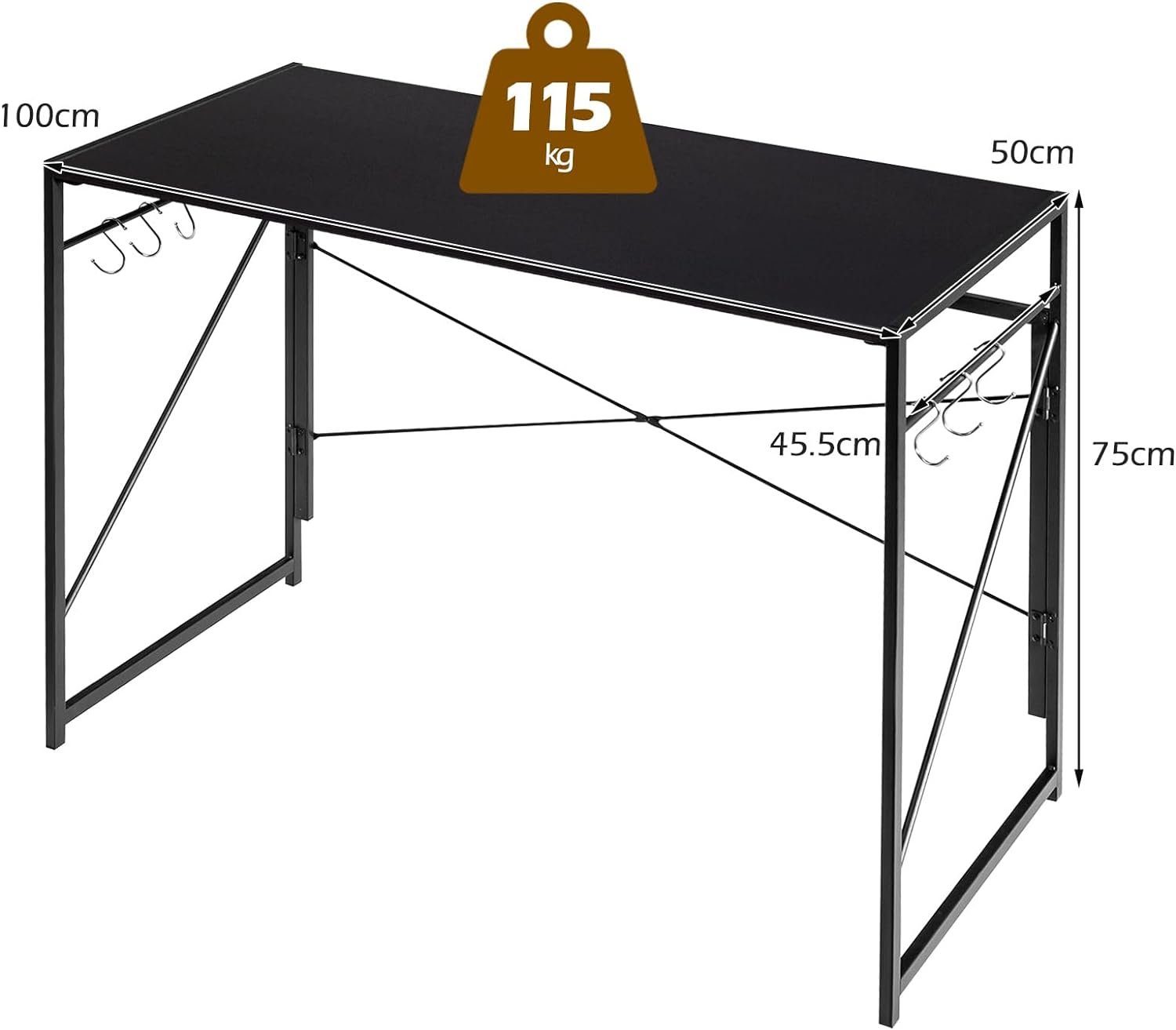 100x50x75cm klappbar, Bürotisch Schreibtisch Computertisch, Arbeitstisch schwarz KOMFOTTEU