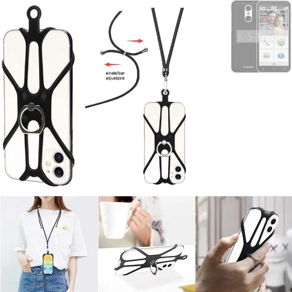 K-S-Trade Handyhülle für Emporia Smart.4, 3in1 Handykette Handyband Handykordel Halsband Smartphone-Ring