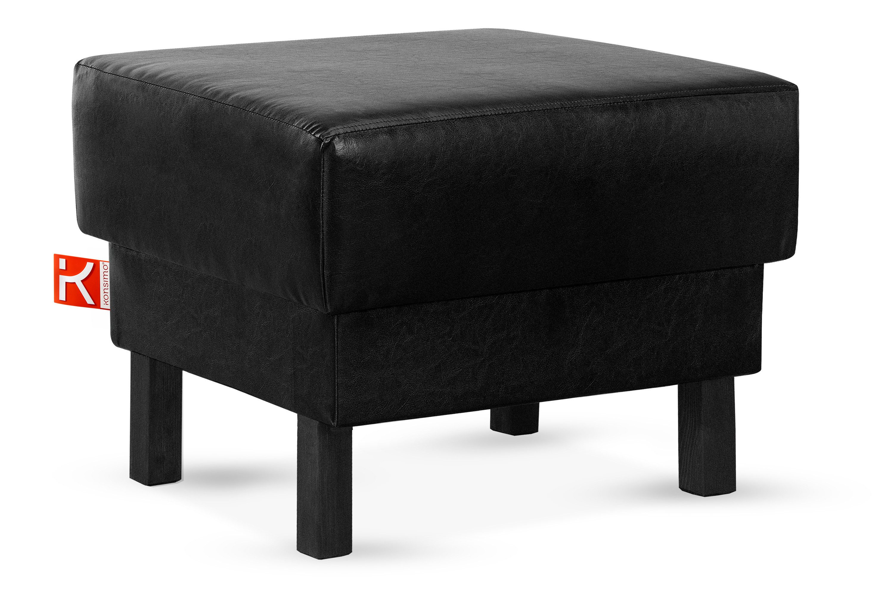 KONSIMO® Sitzhocker ESPECTO Pouffe Hocker, Kunstleder-Puffsessel, auf hohen Holzbeinen, mit Ablagefach