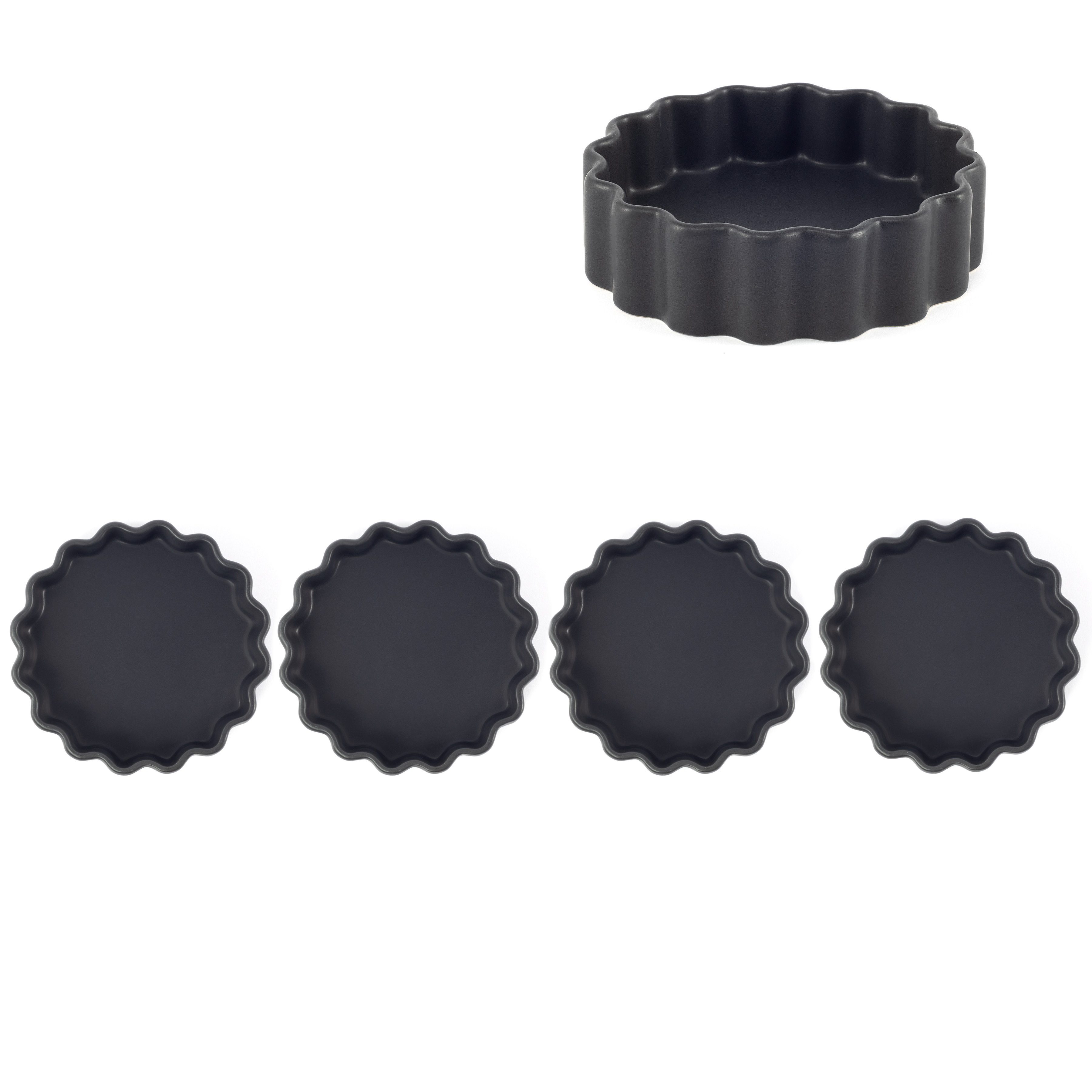 Hanseküche Dipschale Dip Чаши Set aus Steingut, Steingut, (Mezze eckig, Servierteller spülmaschinengeeignet, 4-tlg), Vorspeisen Teller rechteckig schwarz matt