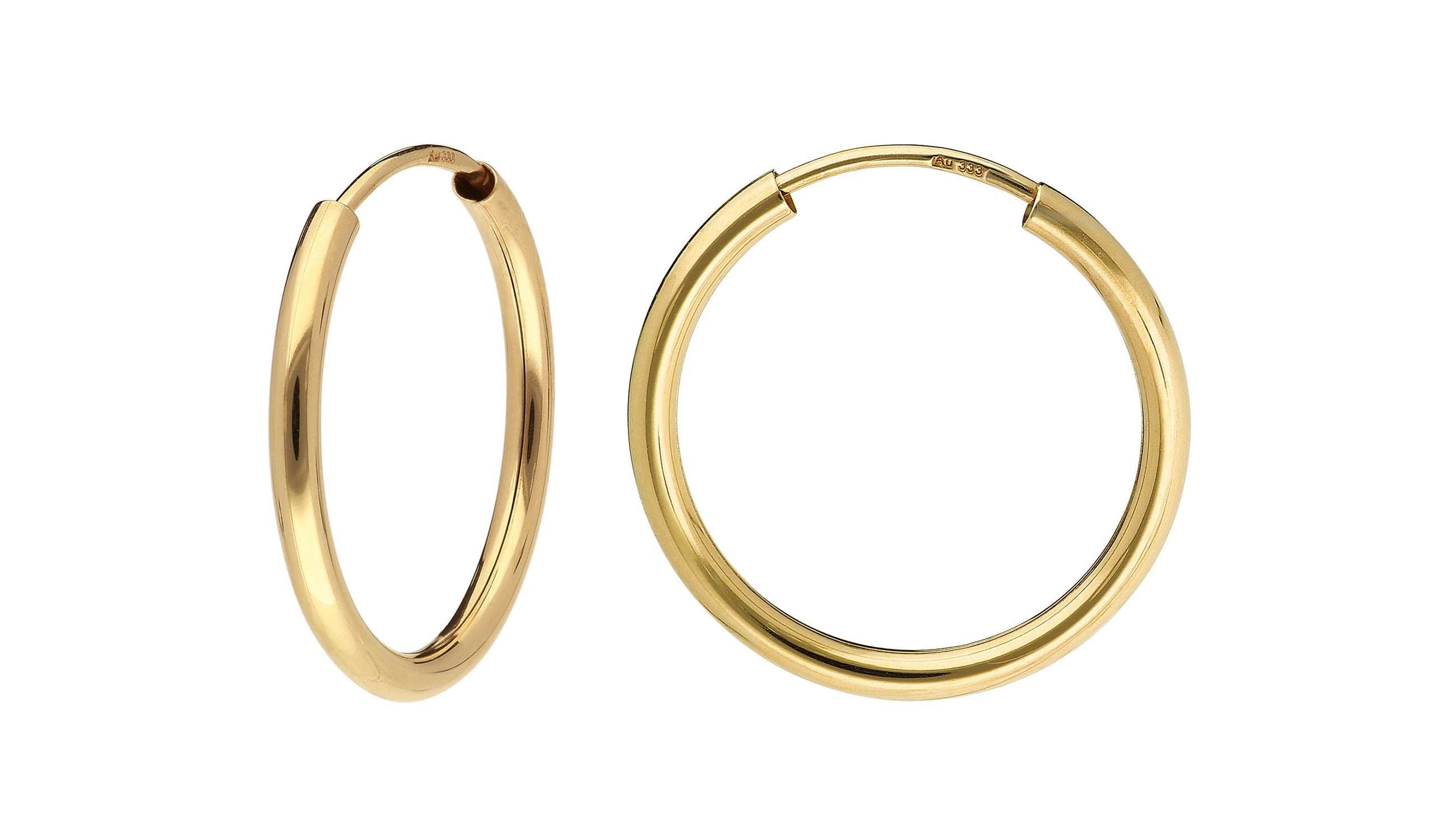 trendor Paar Creolen 15174, für Damen Gold 333 / 8K Breite 2 mm Ø 20 mm – Bild 5 von 5