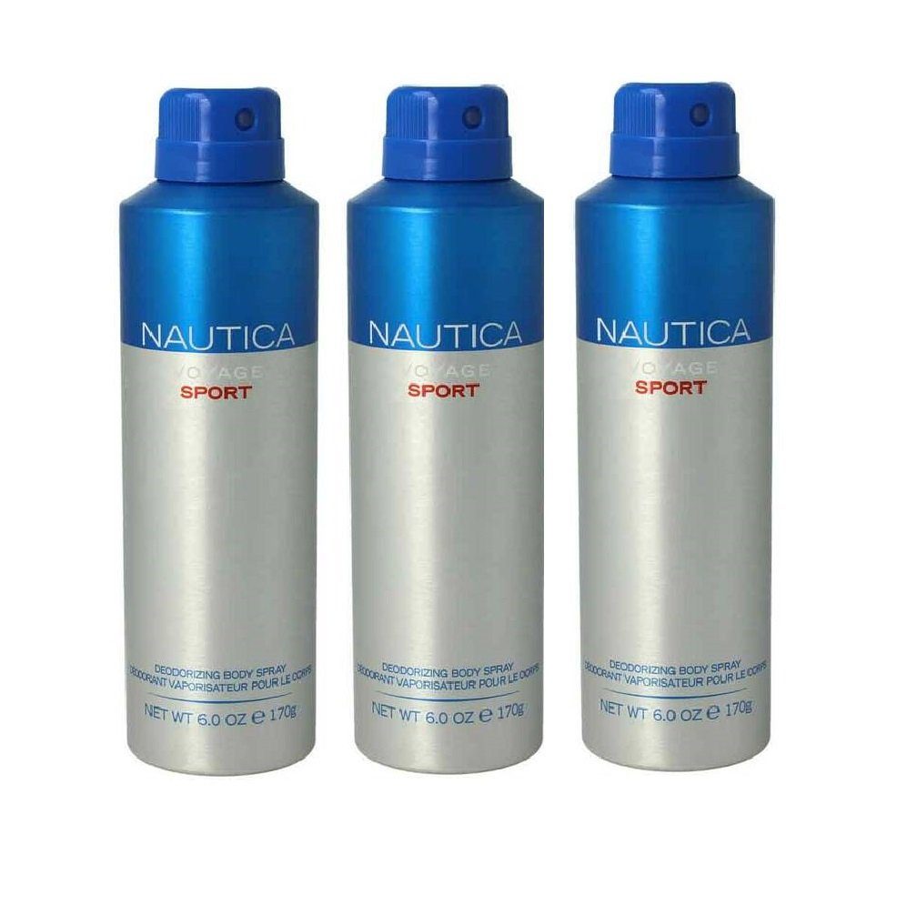 NAUTICA Bodyspray Voyage Sport Deo Spray Set Bodyspray Beauty Deodorant Männer 170ml -, 3-tlg., 24 Stunden Schutz, Effektiver Schutz vor Körpergeruch