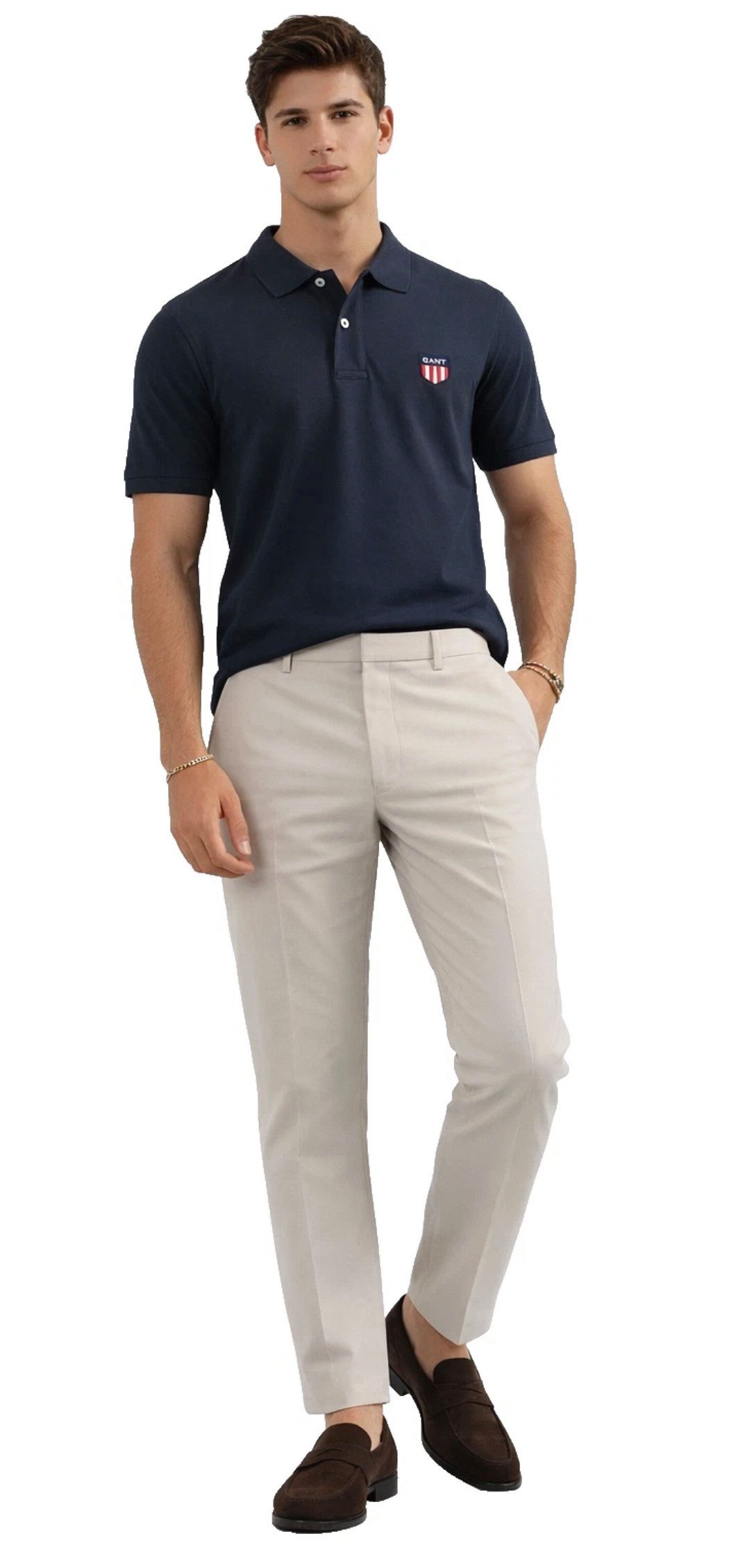 Gant Poloshirt Herren Retro Shield Pique Logo Regular Comfort Fit Retro Shield Logo Stickerei aus den 90ern