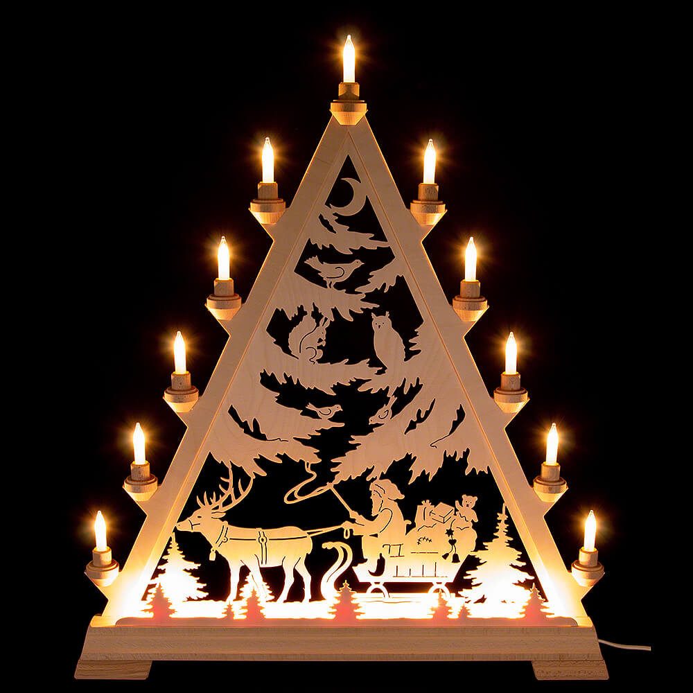 Kunstgewebe Taulin Schwibbogen Lichterspitze Nikolaus mit Schlitten (66cm) von Kunstgewerbe Taulin