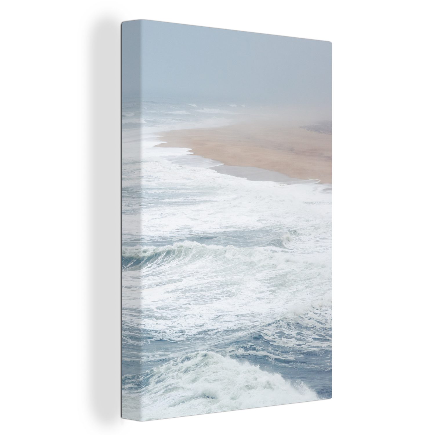 OneMillionCanvasses® Leinwandbild Strand - Wasser - Wellen - Meer, (1 St), Leinwandbild fertig bespannt inkl. Zackenaufhänger, Gemälde, 20x30 cm