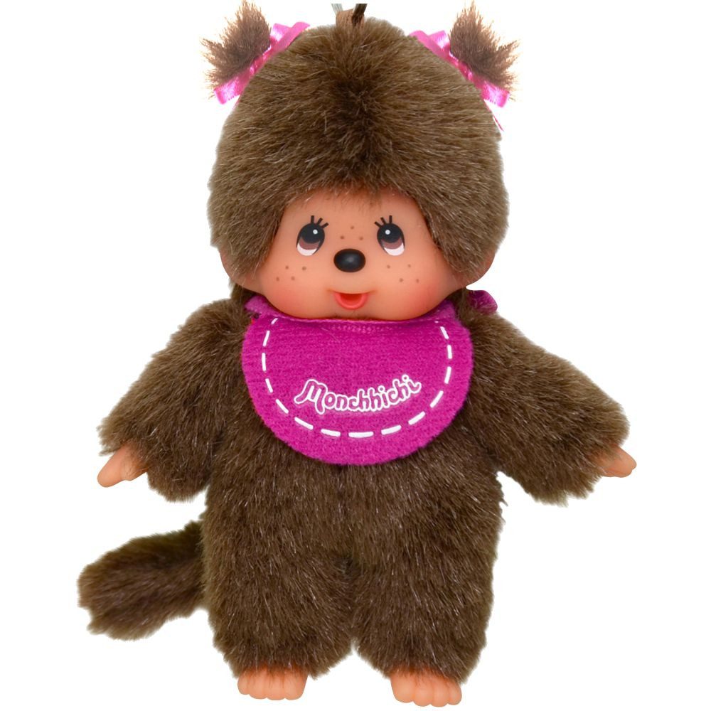 Monchhichi Plüschfigur Mädchen rosa Anhänger 10 cm Monchhichi Sekiguchi Schlüsselanhänger