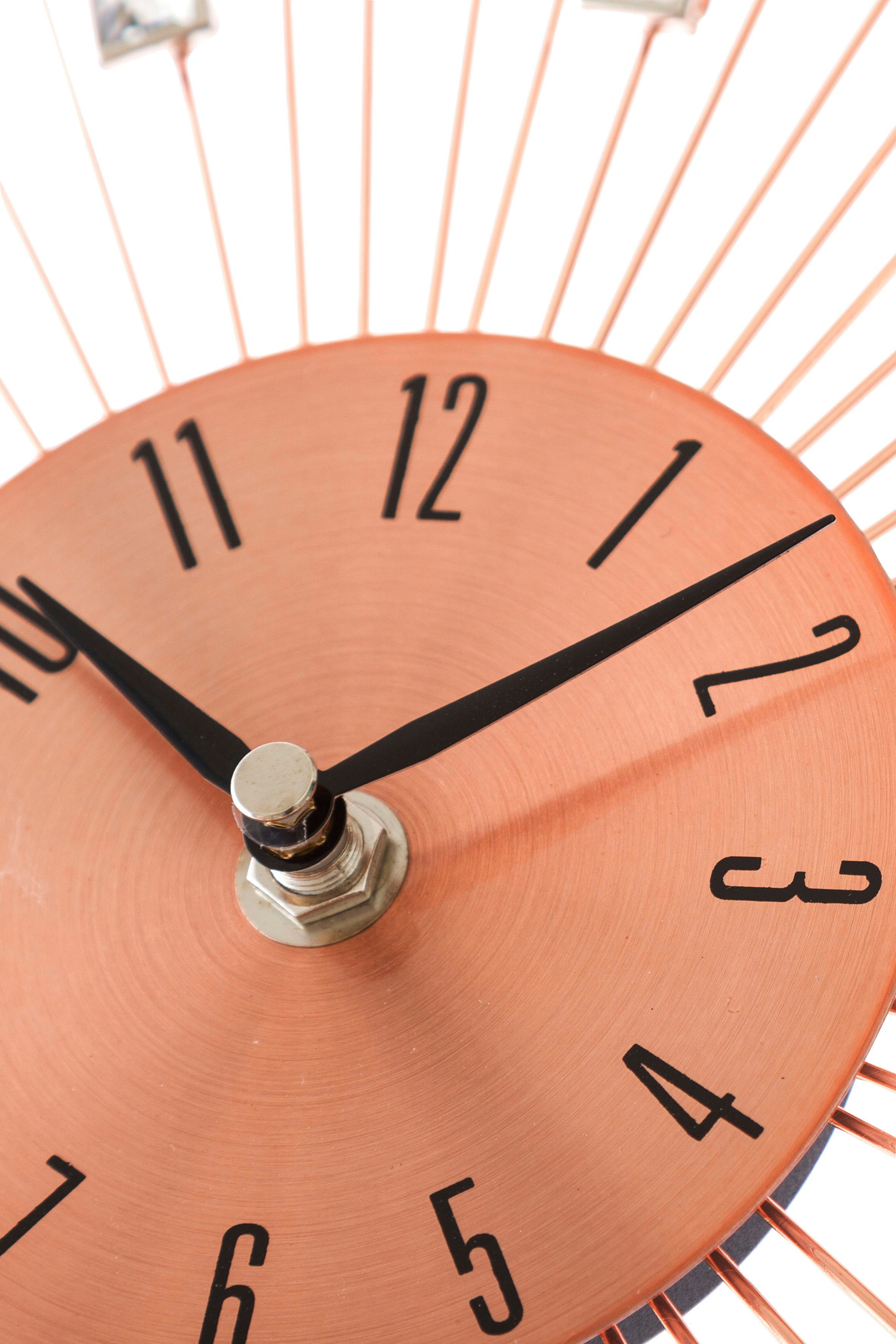 Myflair Möbel & Accessoires Wanduhr "Prisma" (XXL, rund, Ø 50 cm, mit Schmucksteinen, Sonne, ideal im Wohnzimmer)