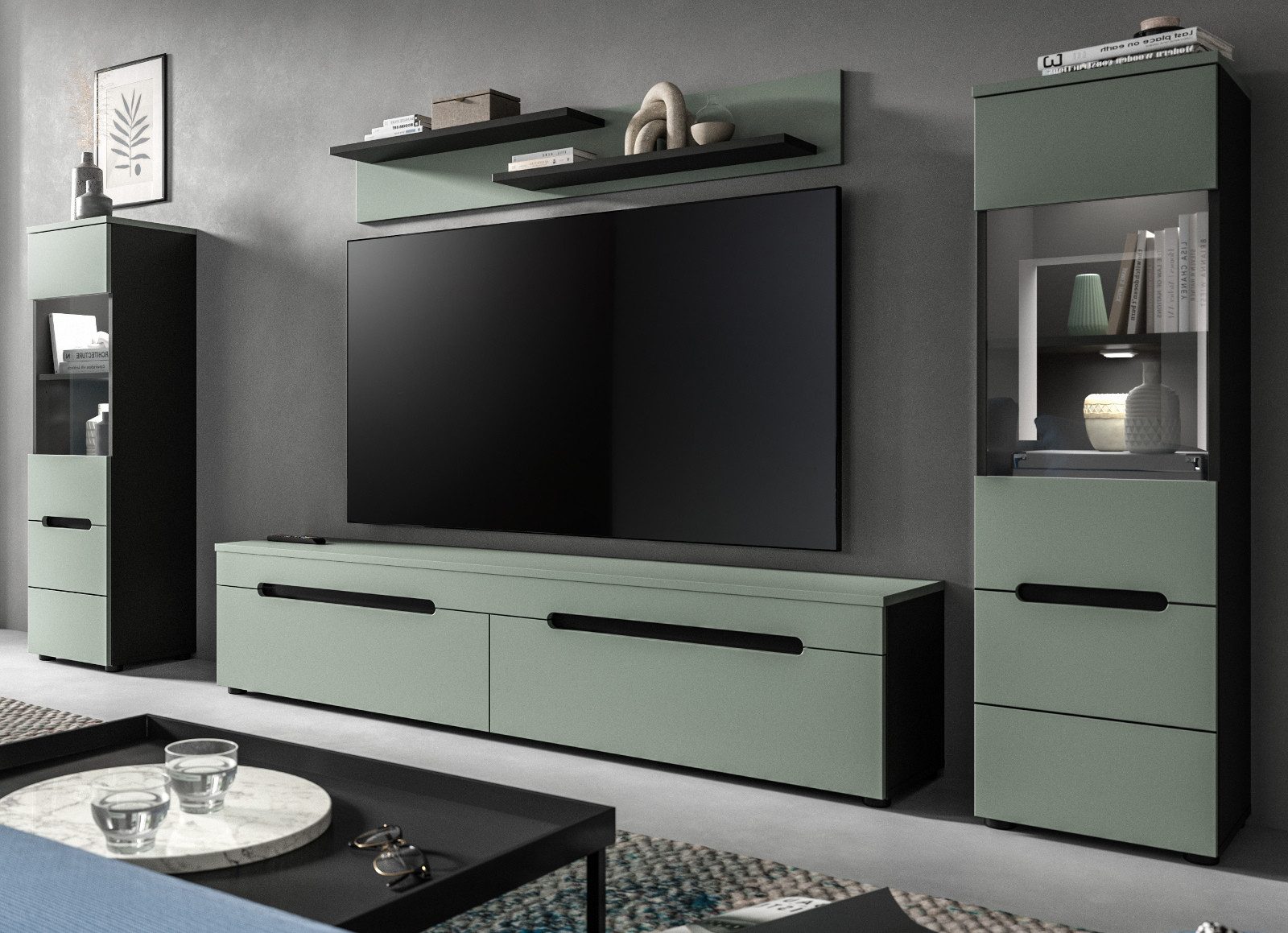 Inn.Furn Wohnwand Cooper, (Schrankwand in Salbei günstig online kaufen