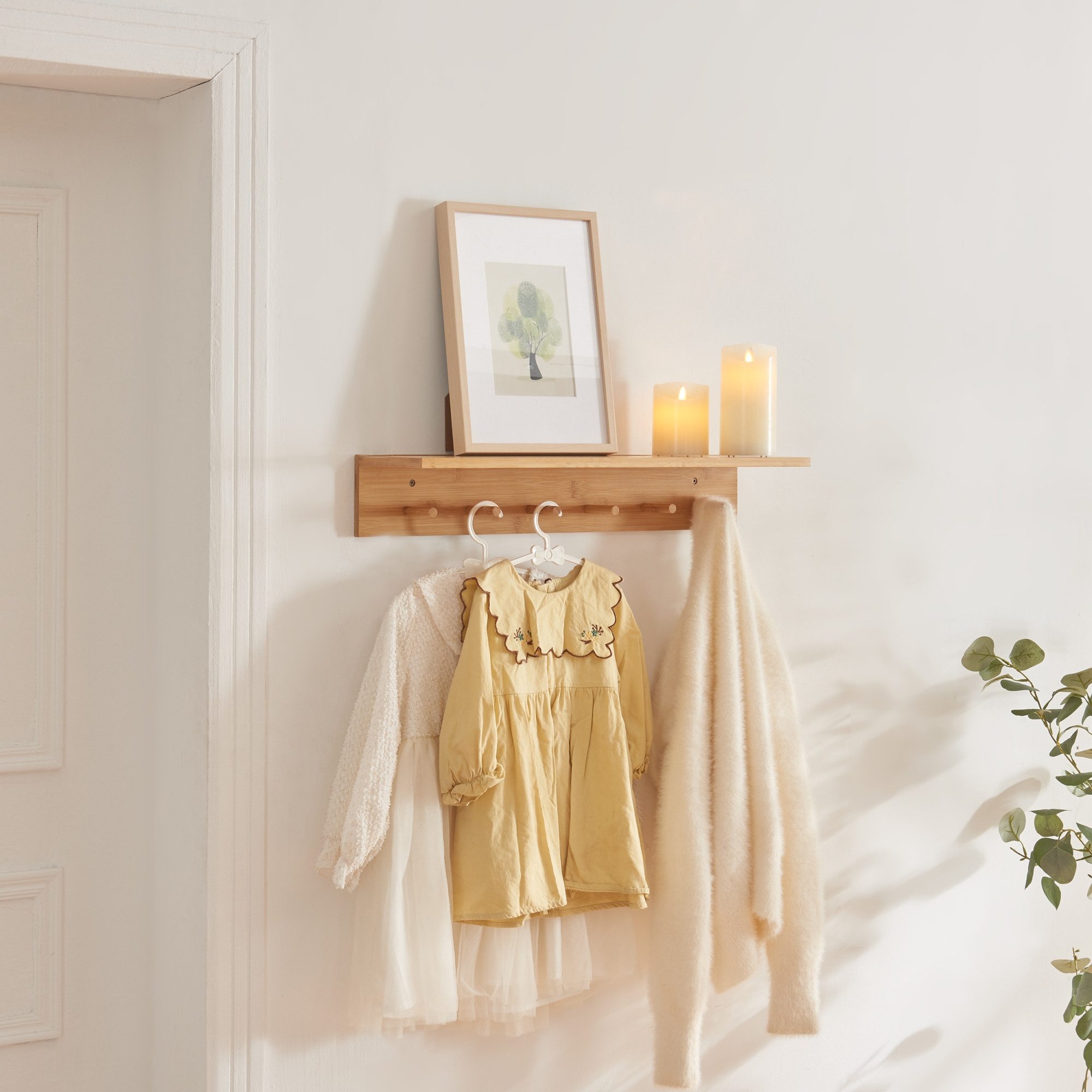 en.casa Wandgarderobe, »Fjord« mit Regal und 6 Haken 58,5 x 16,5 x 10 cm Ba günstig online kaufen