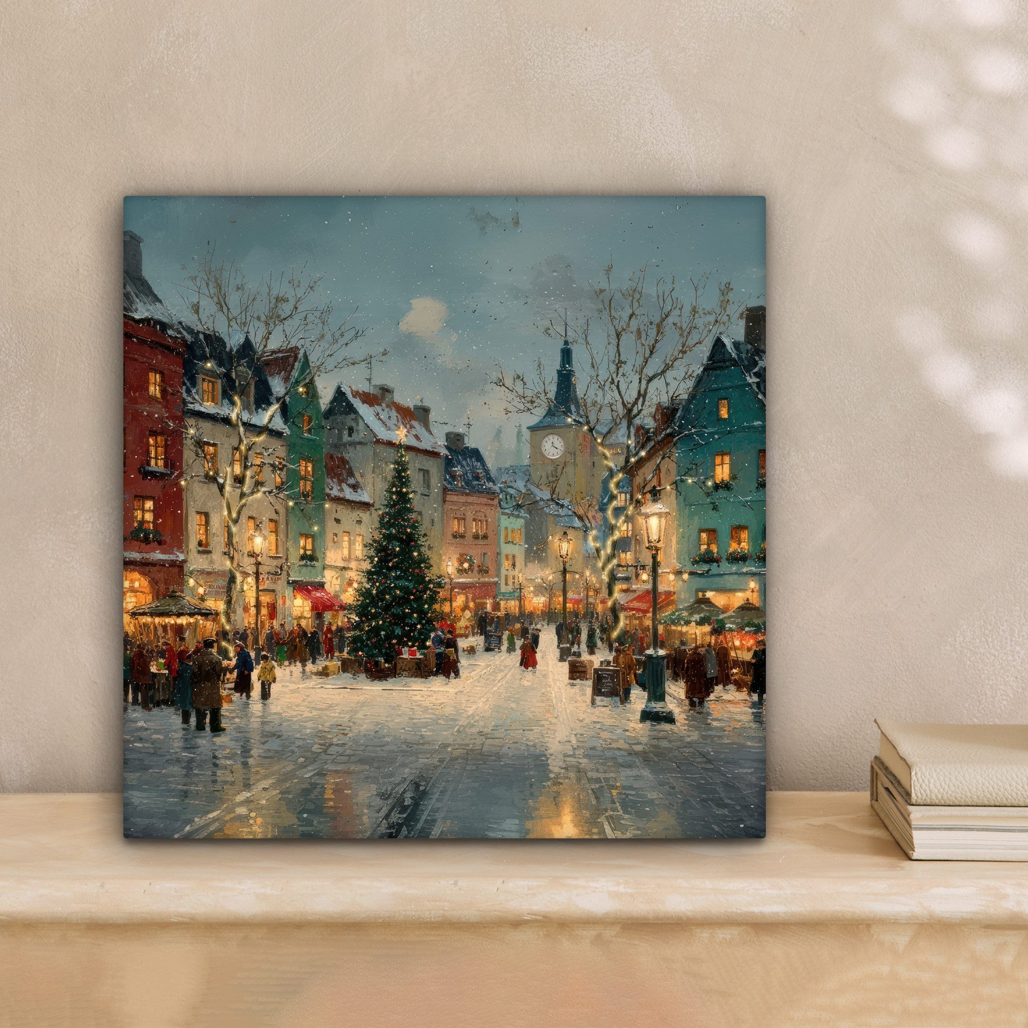 OneMillionCanvasses® Leinwandbild Weihnachtliche Atmosphäre - City günstig online kaufen