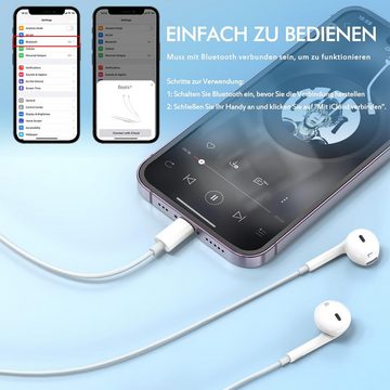 walkbee Kopfhörer In-Ear-Kopfhörer lightning Anschluss iPhone Stereo In-Ear-Kopfhörer (Kabelgebunden, In-Ear-Kopfhörer, Intergrierte Steuerung für Anrufe und Musik, kabelgebunden,Lightning-Ohrhörer, Stereo-Kopfhörer, für iPhone Apple Earpods)