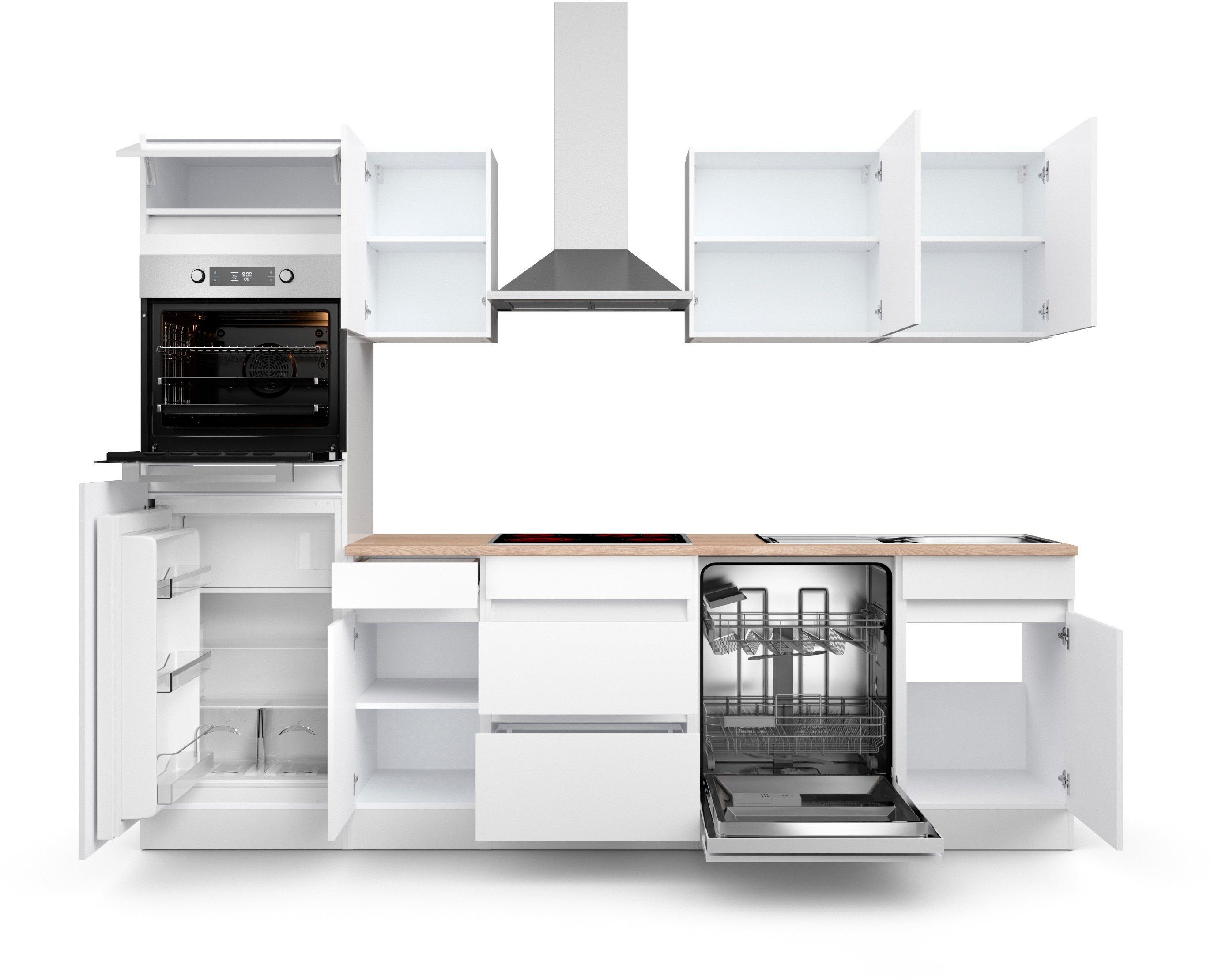 OPTIFIT Küche Safeli, Breite 270 cm, mit | wahlweise ohne Hanseatic-E-Geräte weiß oder weiß/weiß