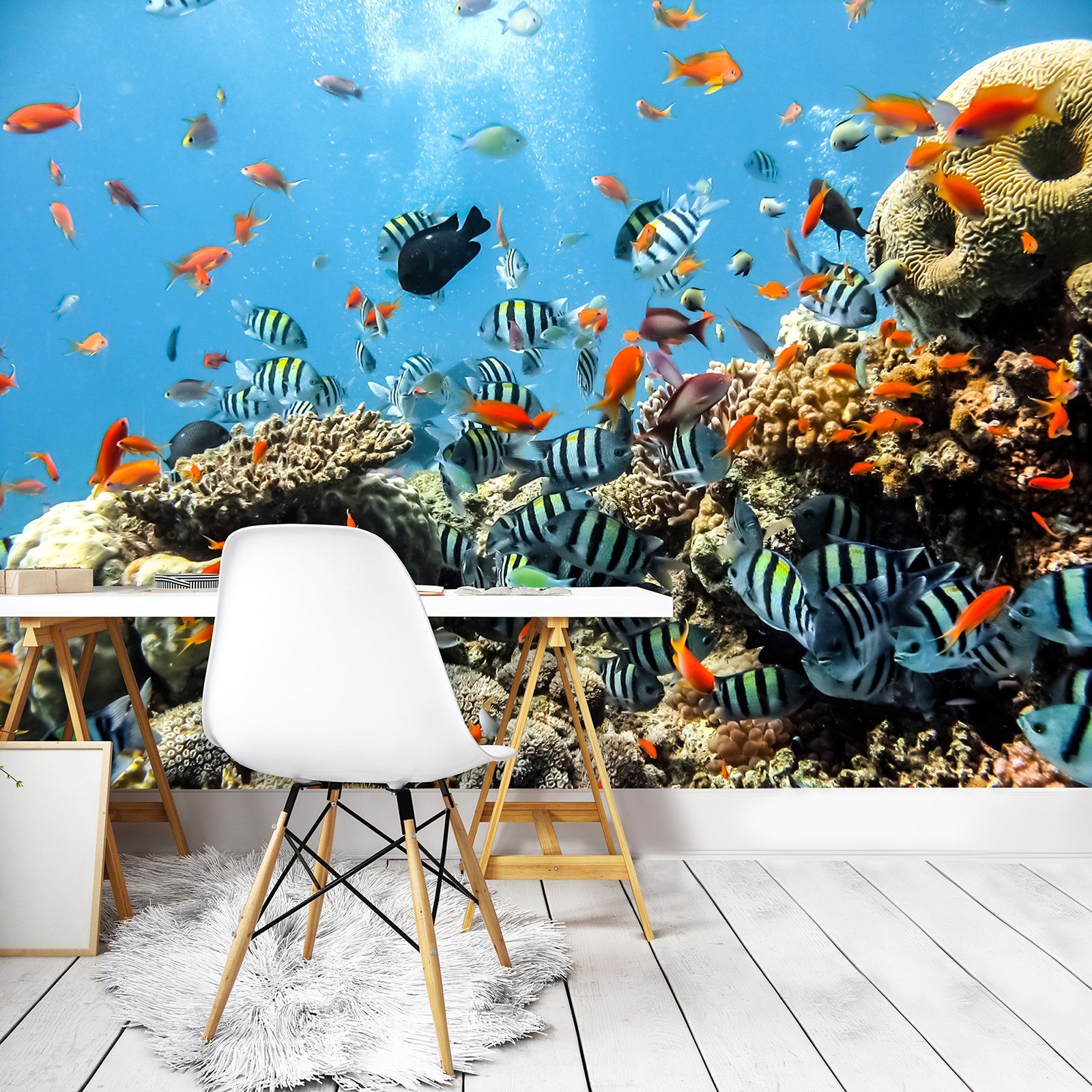 Ozean, Vliestapete Jungen Fototapete Glatt, Mädchen Wandtapete Aquarium Motivtapete, Mädchenzimmer Vlies Wallarena Kinder Fische Jungenzimmer Kinderzimmer Vliestapete für Tapete inklusive Kleister oder