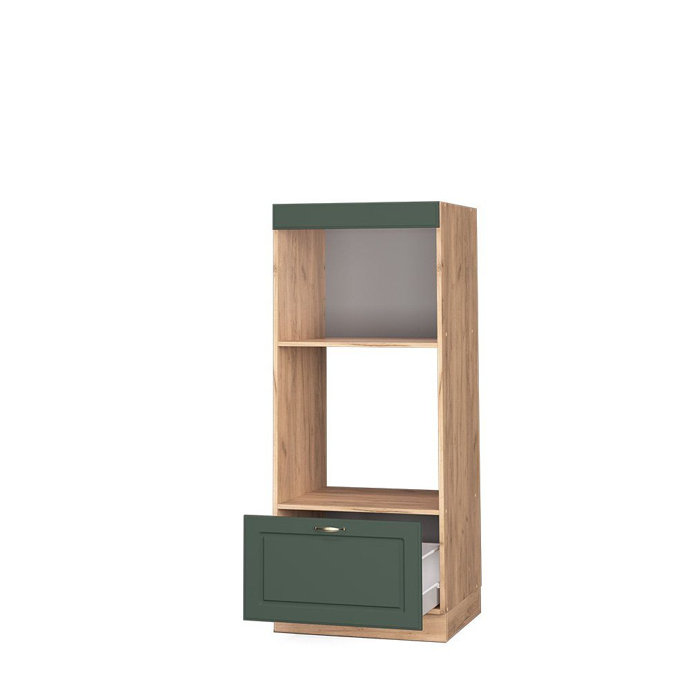 Vicco Mikrowellenumbauschrank Fame-Line, Grün-Gold Landhaus/Goldkraft Eiche, 60 cm offen (1-St) – Bild 4 von 5