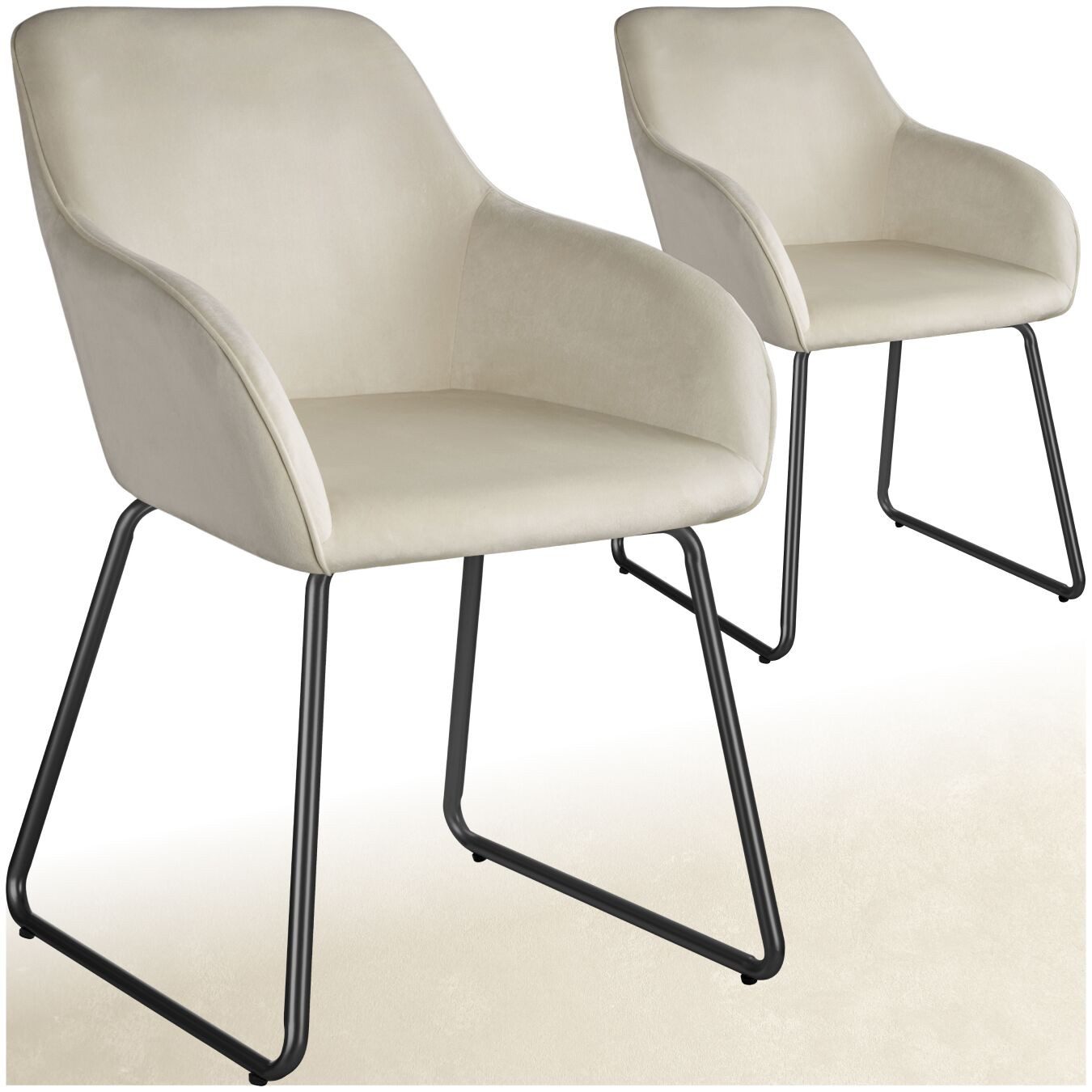 tectake Esszimmerstuhl Küchenstuhl Jeane, Samtoptik, Kufengestell (Set, 2 S günstig online kaufen