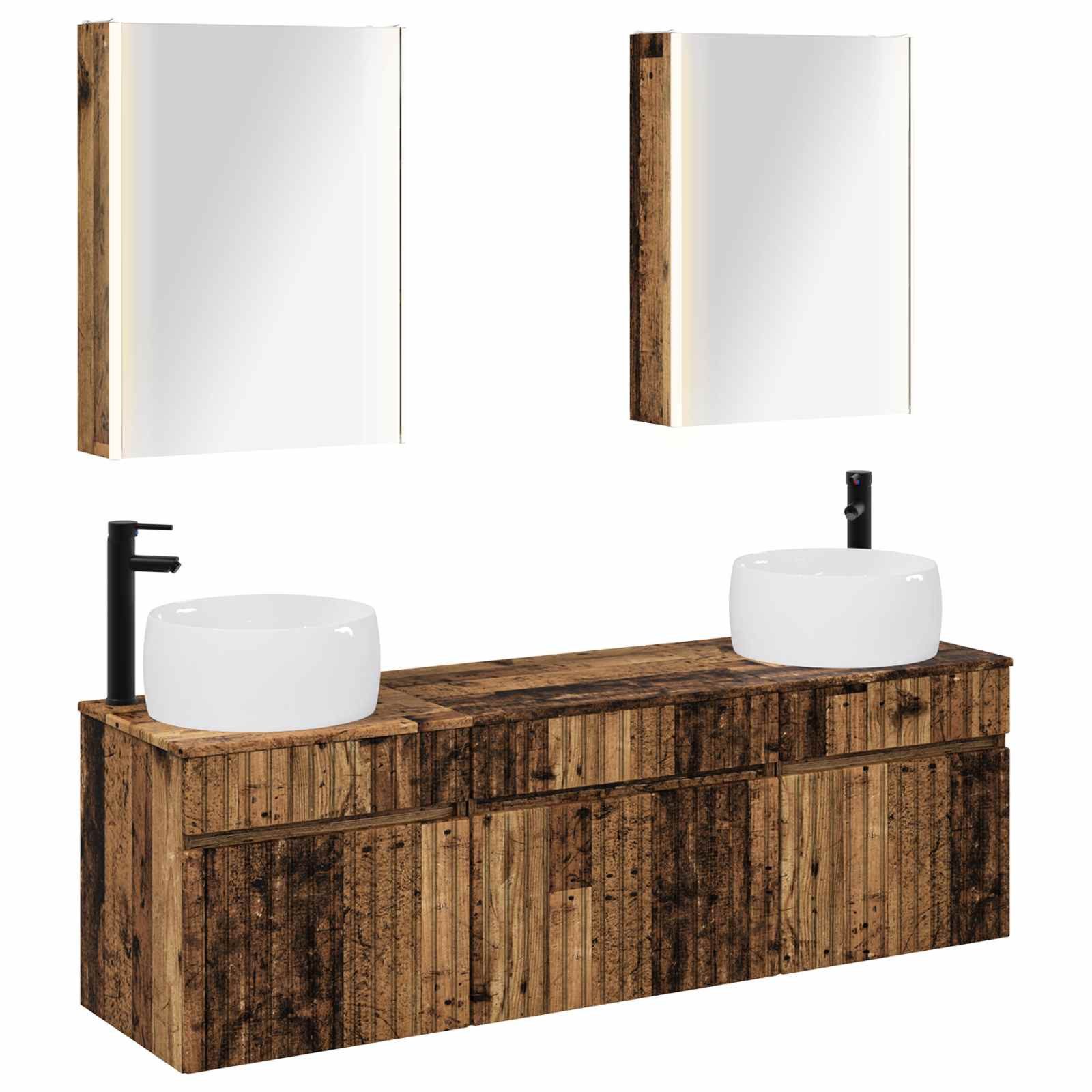 Gartenlounge-Set Badezimmerschrank-Set 5 pcs Altholz 53 x 15,5 x 70 cm