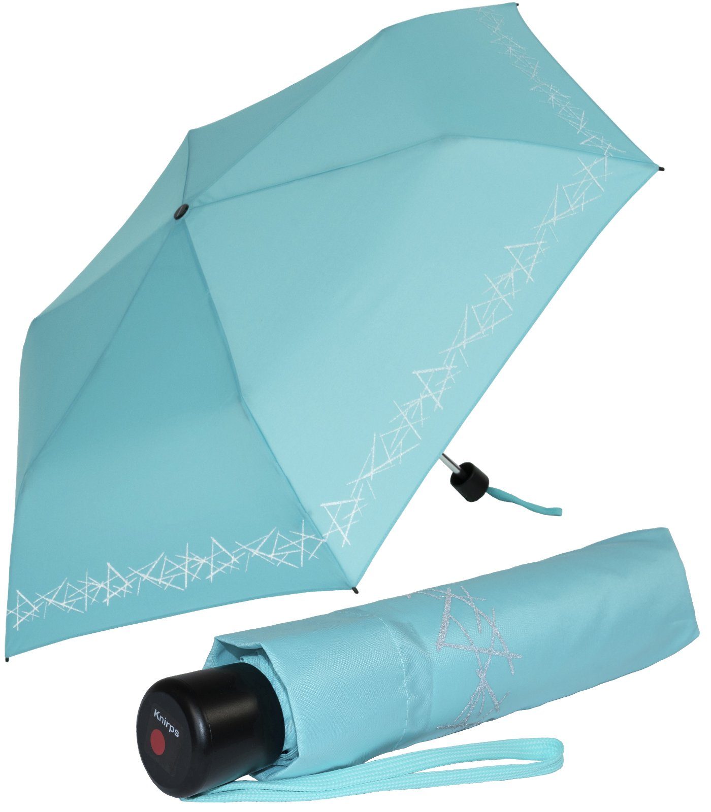 Knirps® Taschenregenschirm Kinderschirm 4Kids reflective mit Reflexborte, Sicherheit auf dem Schulweg, leicht, uni, capri hellblau