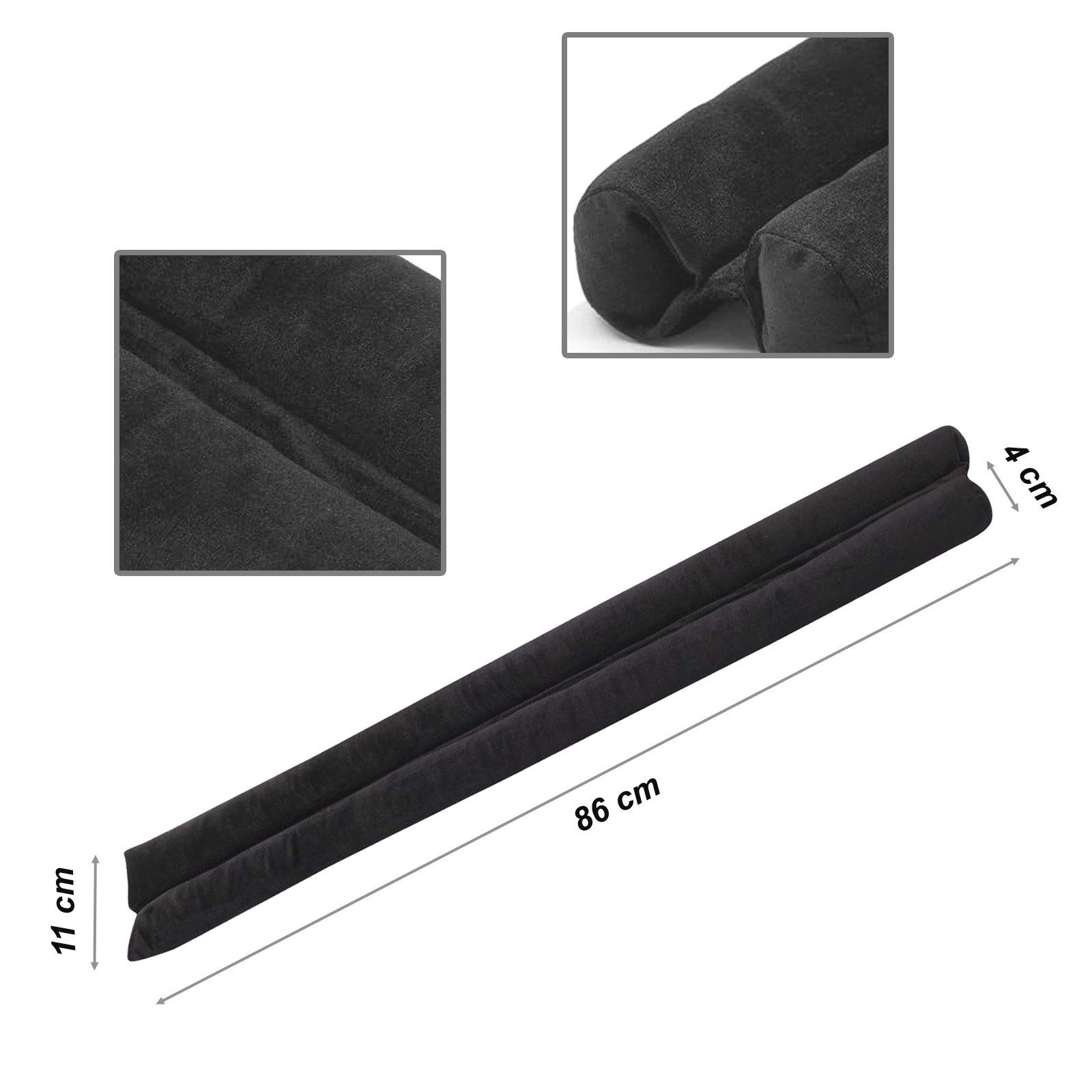 VOSSBACH Zugluftstopper Tür Windstopper Türdichtung Türisolierung Dichtung Isolierung, 1-tlg., Mikrofaser Schwarz mit Doppeldichtung