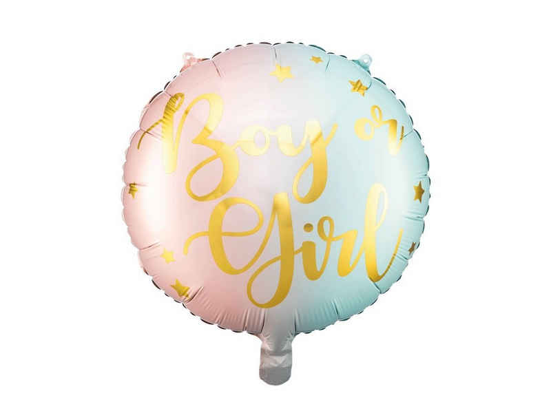 partydeco Luftballon, Folienballon Geschlecht - Mädchen oder Junge 35cm rosa / blau