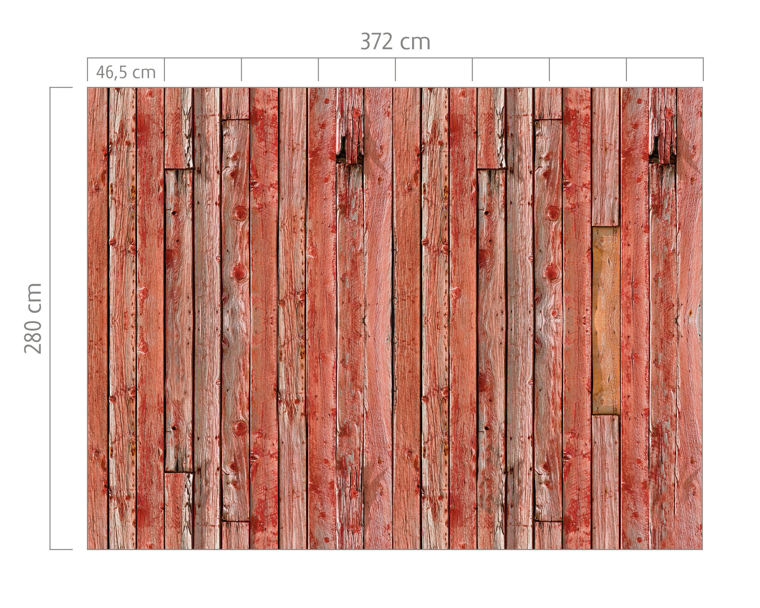 Rasch Fototapete Holzoptik - Vliestapete Braun Orange, glatt, Holzoptik, (1 Rolle, 1 St., 2,8 m x 3,72 m), gute Lichtbeständigkeit, waschbeständig, restlos abziehbar