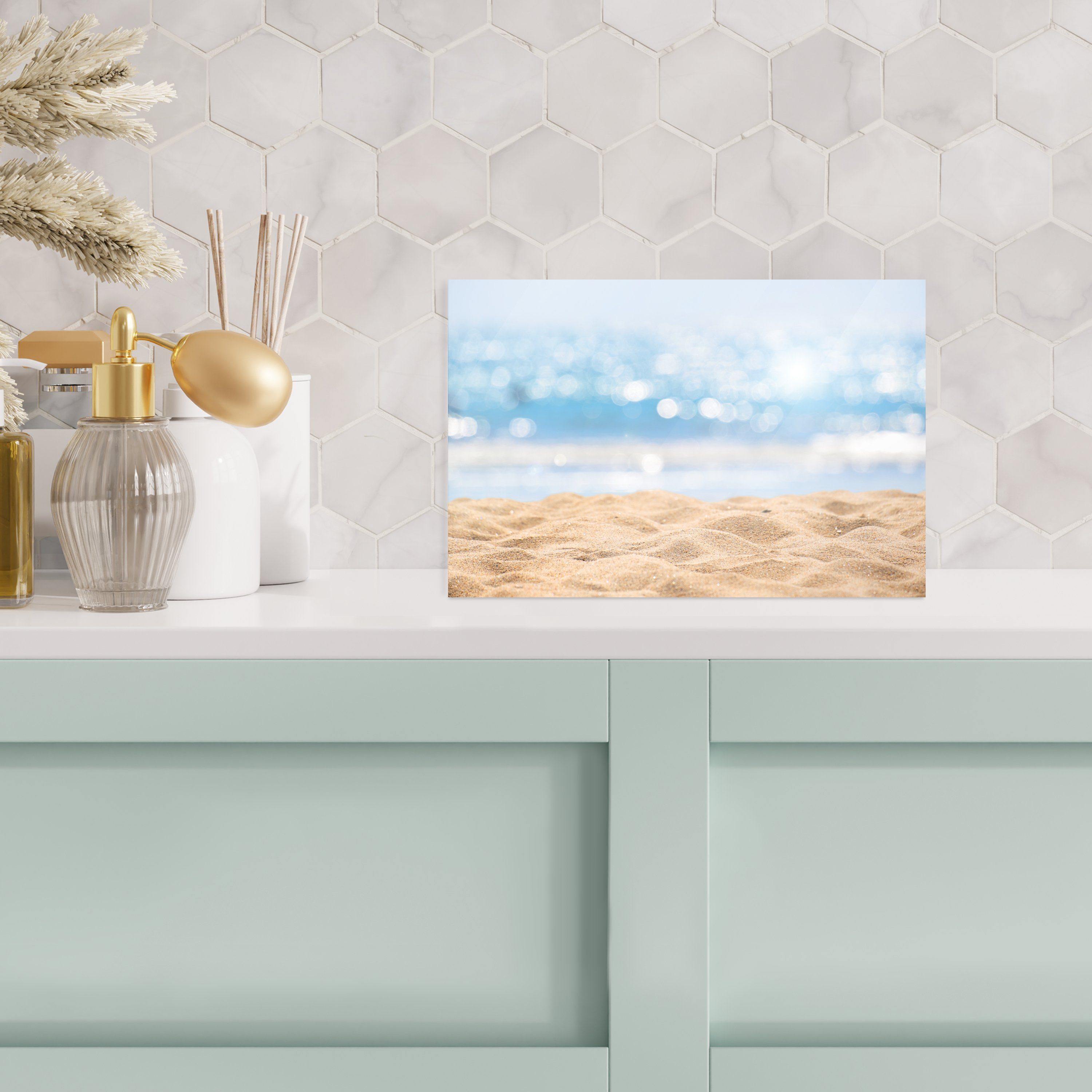 Wanddekoration Acrylglasbild Meer Sand, - St), Strand - auf (1 Glasbilder auf Wandbild Foto - Glas - Bilder - MuchoWow Glas