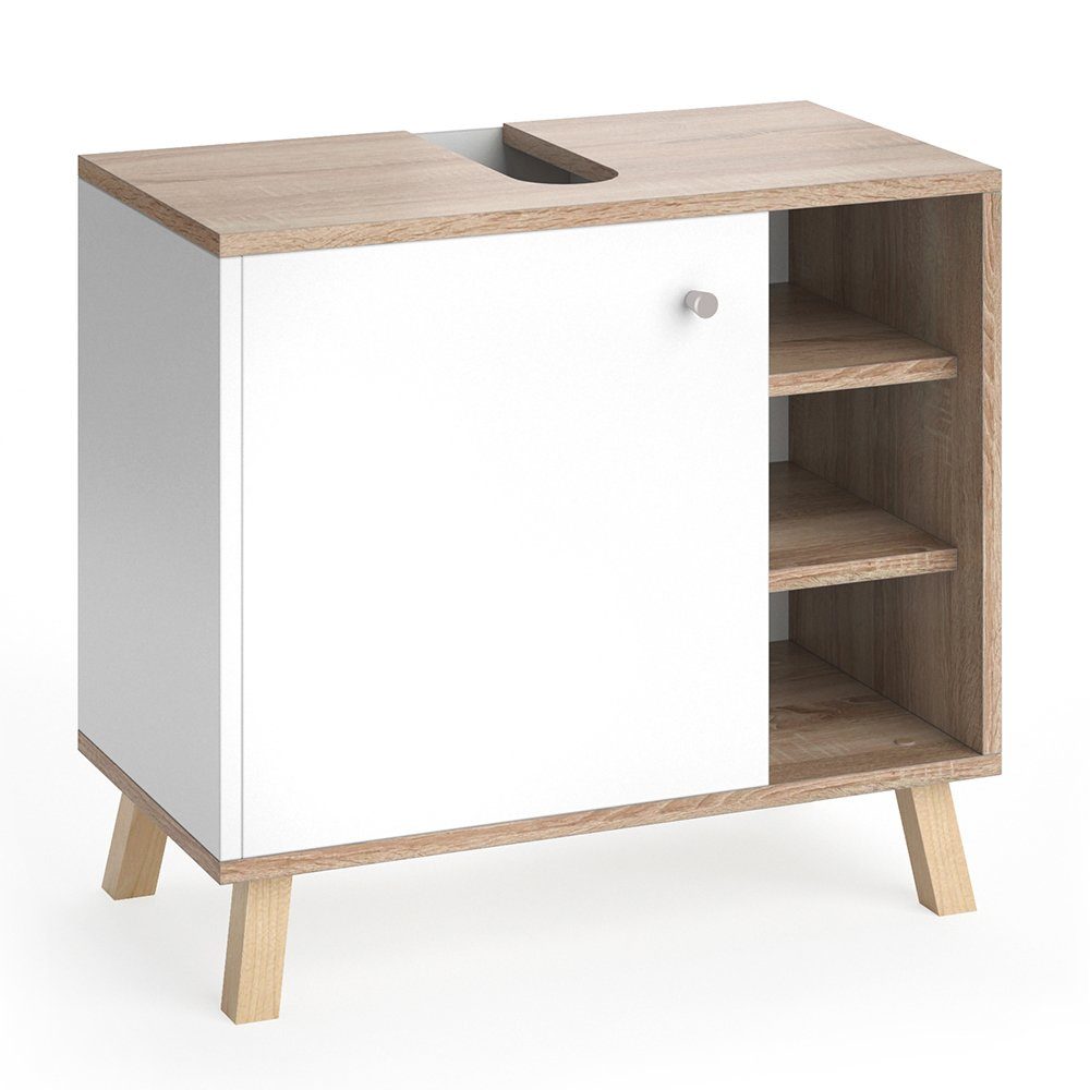 Vicco Waschbeckenunterschrank Senyo Weiß/Sonoma 60 x 54 cm günstig online kaufen