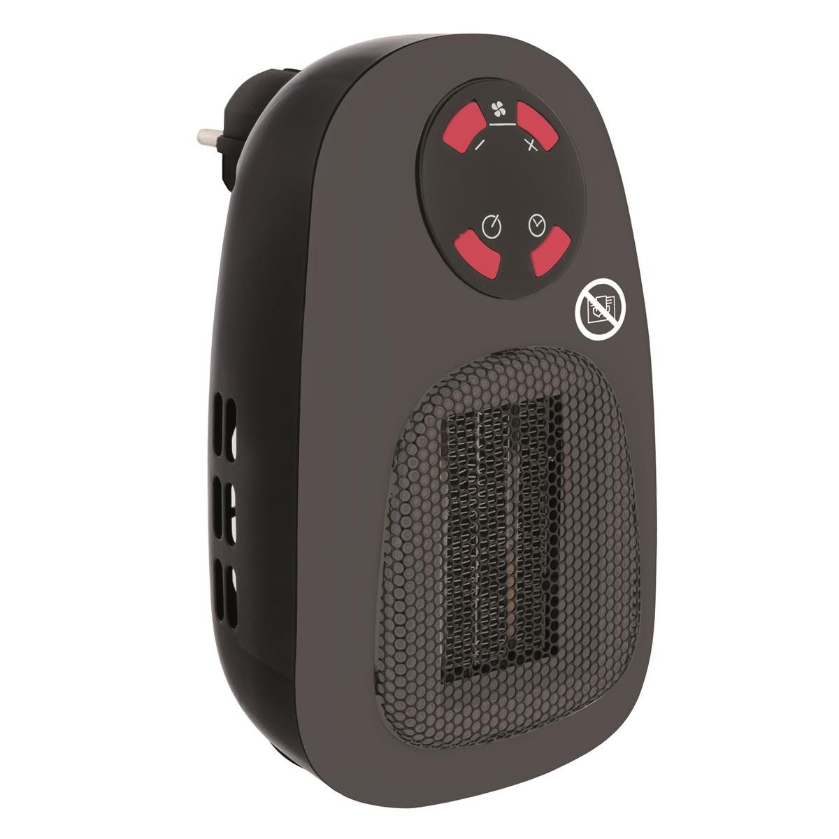 Balderia Elektrokamin Plug-In-Heater – Steckdosenheizung in schwarz, Steckdosen Mini Heizlüfter 500W – Bild 4 von 4