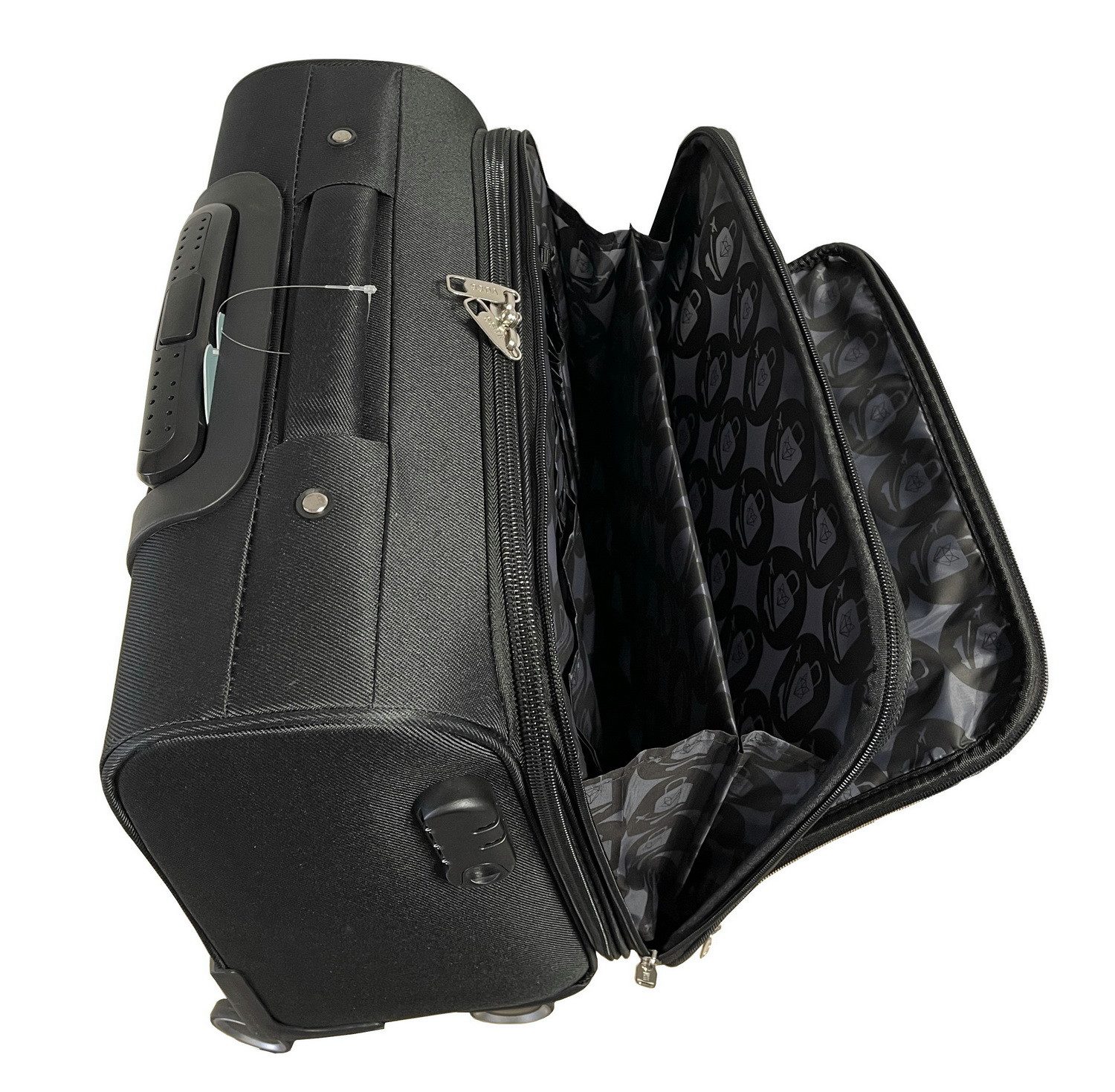 Gustav Voss Pilotenkoffer Handgepäckkoffer mit Rollen Rollkoffer Trolley Aktenkoffer, 4 Rollen, mit Zahlenschloss und Teleskopgriff