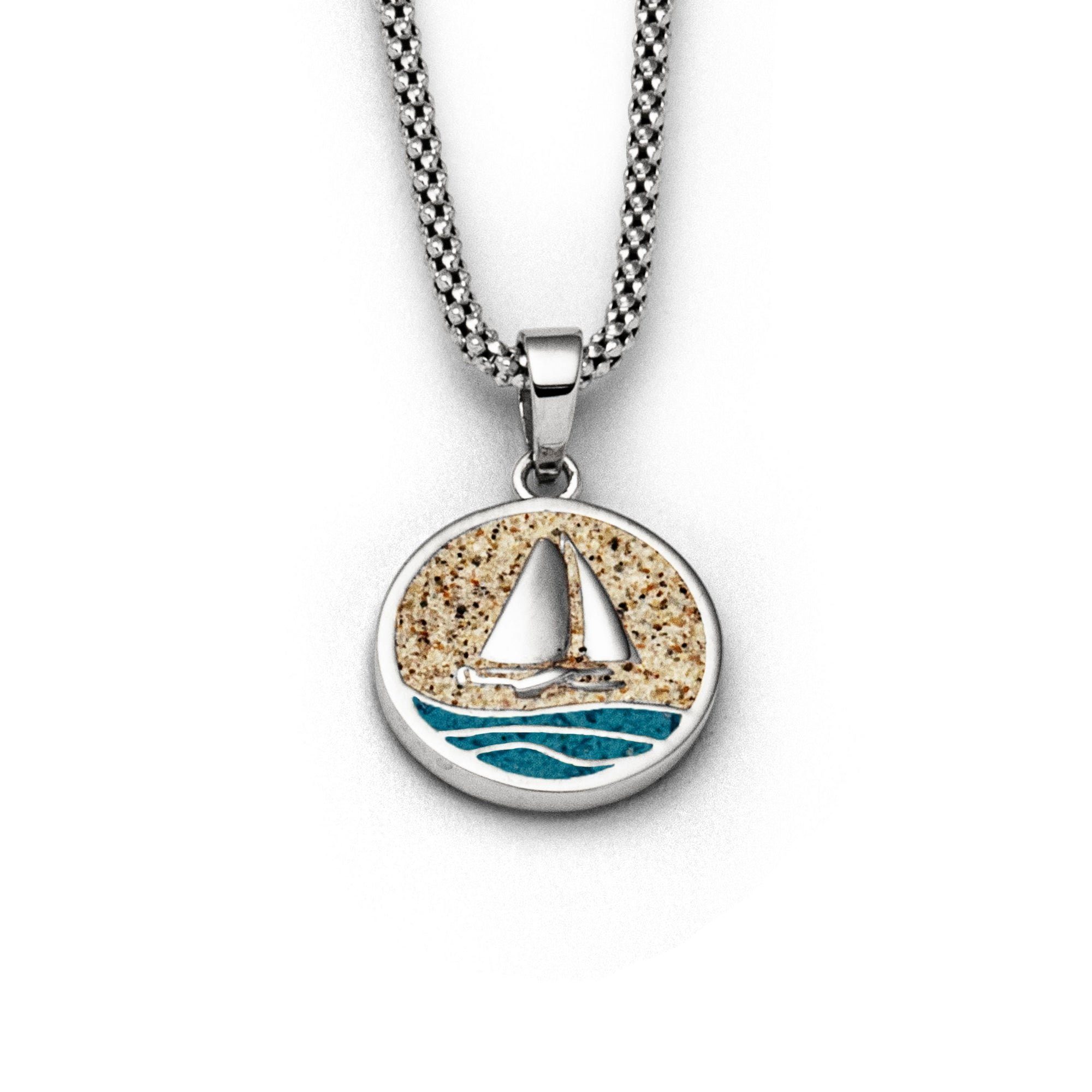 Kettenanhänger DUR Schmuck: Anhänger "Ahoi" mit Strandsand und Steinsand blau P3847