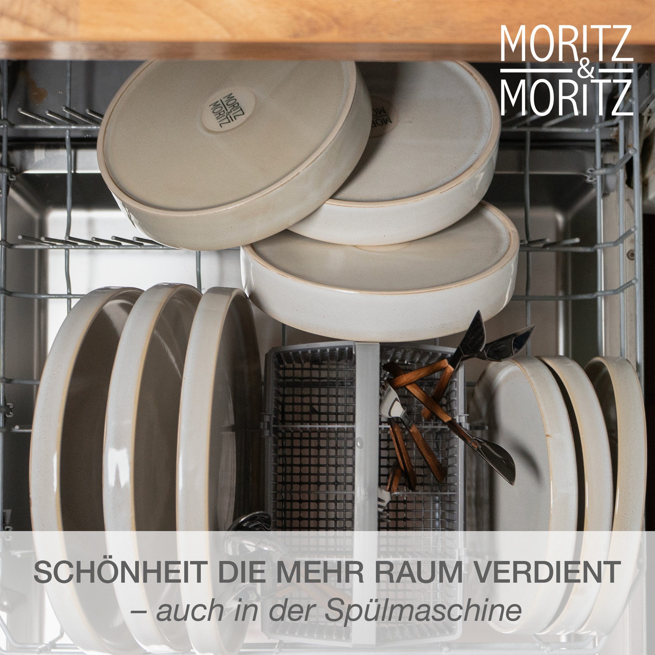 Moritz & Moritz Kombiservice CASTELLO Geschirrset 40 tlg. Komplett-Set für 8 Personen (40-tlg), 8 Personen, Steinzeug, Robustes Kombigeschirr für 8 Personen