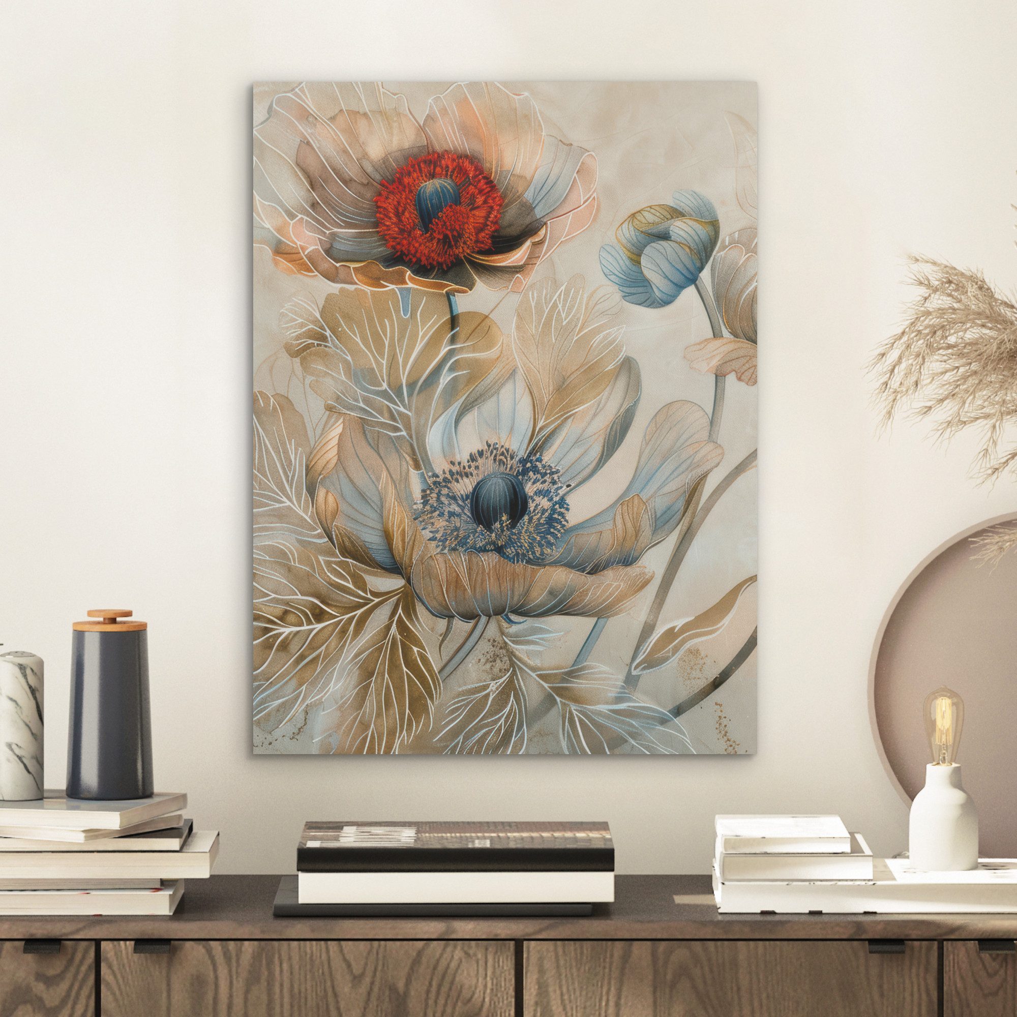 MuchoWow Gemälde Blumen - Beige - günstig online kaufen
