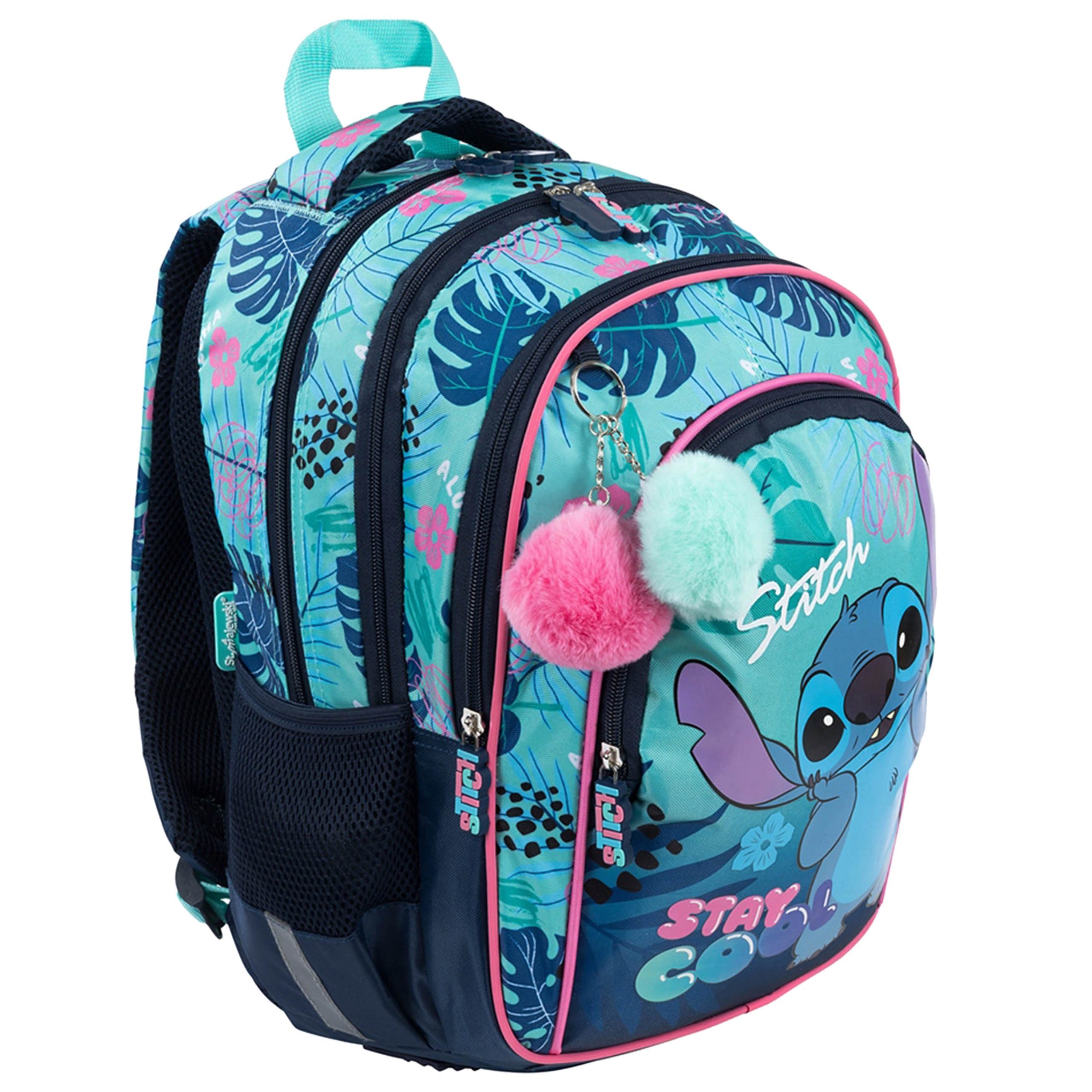 Disney Schulrucksack DISNEY Stitch Bunter Schulrucksack für Mädchen, verstärkt, Reflektoren