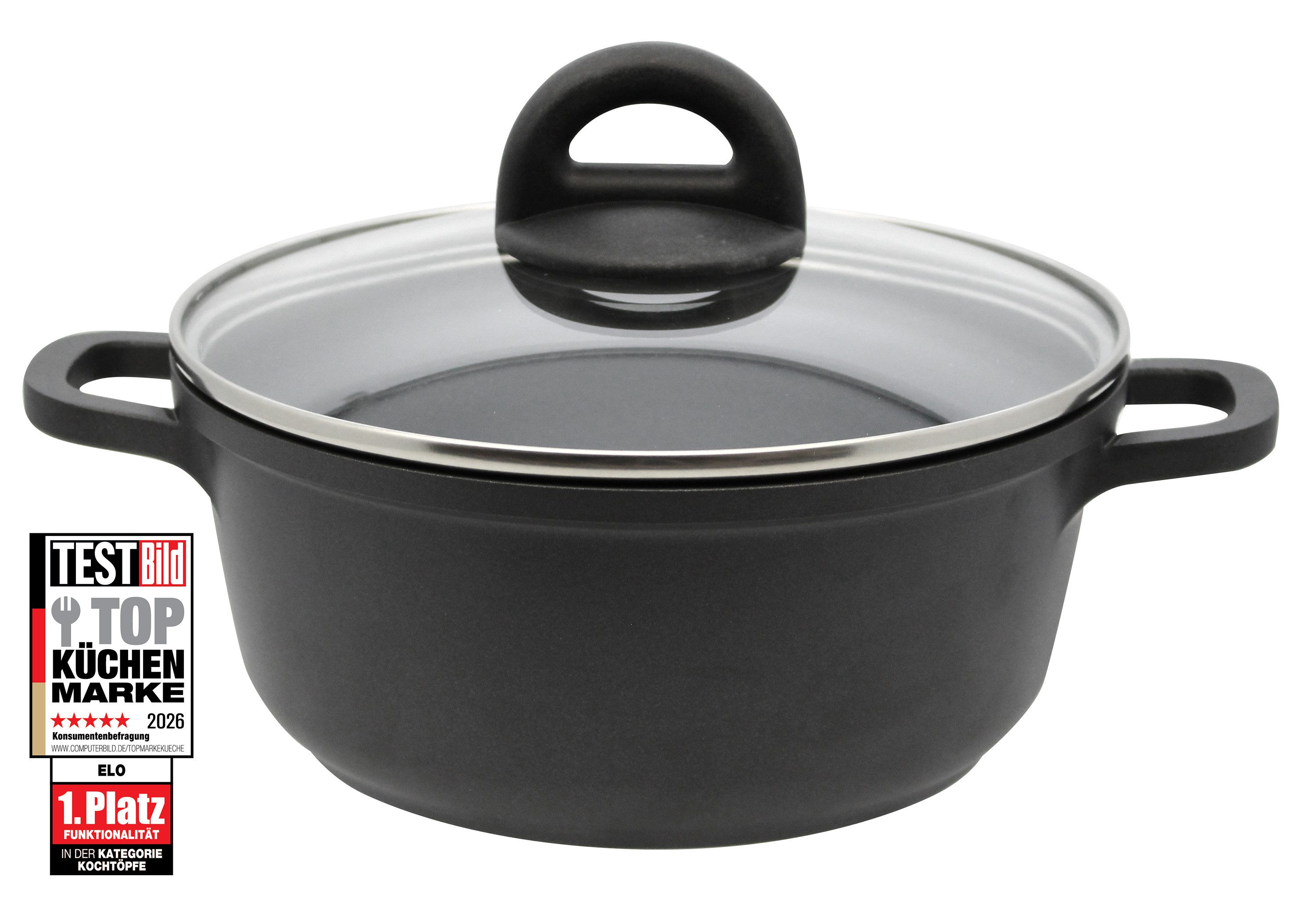 Elo Basic Kochtopf Black, Aluminium (1-tlg), Gelochter Induktionsboden