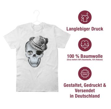 Shirtracer T-Shirt Totenkopf mit Filzhut Mode für Oktoberfest Herren