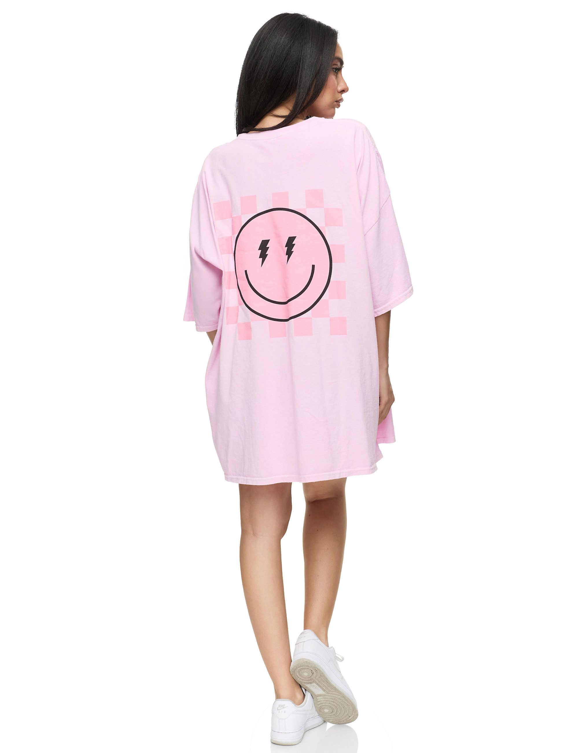 Worldclassca T-Shirt Worldclassca Oversized Print SMILE HAPPY T-Shirt Sommer Oberteil