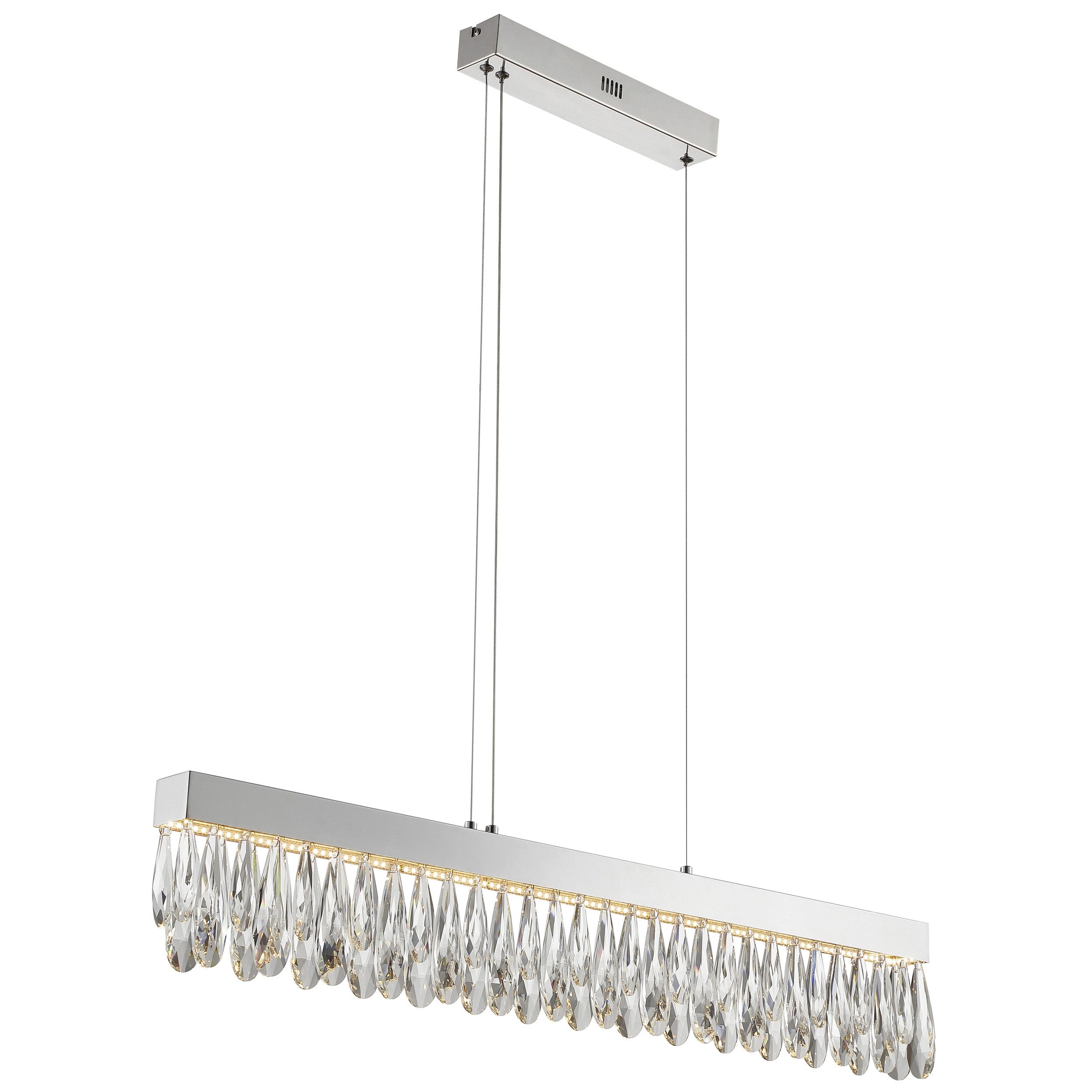 lumiCouture LED Pendelleuchte Celestia, Memoryfunktion, mehrere Helligkeitsstufen, LED fest integriert, Warmweiß, L. 100 x H. 150 cm, 3300 lm, 2700 K, K9- Kristalle