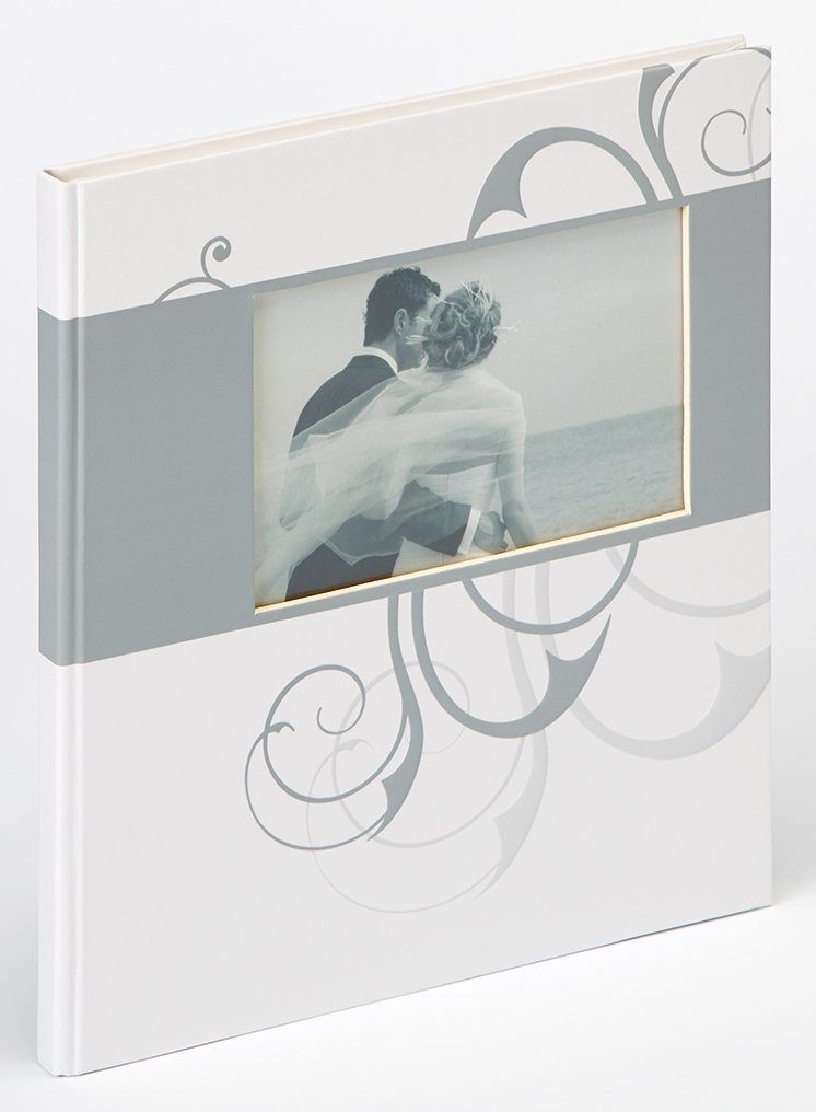Walther Design Fotoalbum Hochzeitsgästebuch Romance, buchgebundenes Gästebuch, Kunstdruckeinband mit Blindprägung