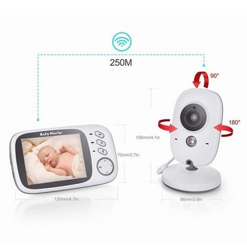 BUMHUM Video-Babyphone Babyphone mit Kamera, Infrarot-Nachtsicht, Extra Großer 3.2-Zoll-LCD-Bildschirm, Temperaturanzeige, Schlaflieder, Zwei-Wege-Audio, Gegensprechfunktion