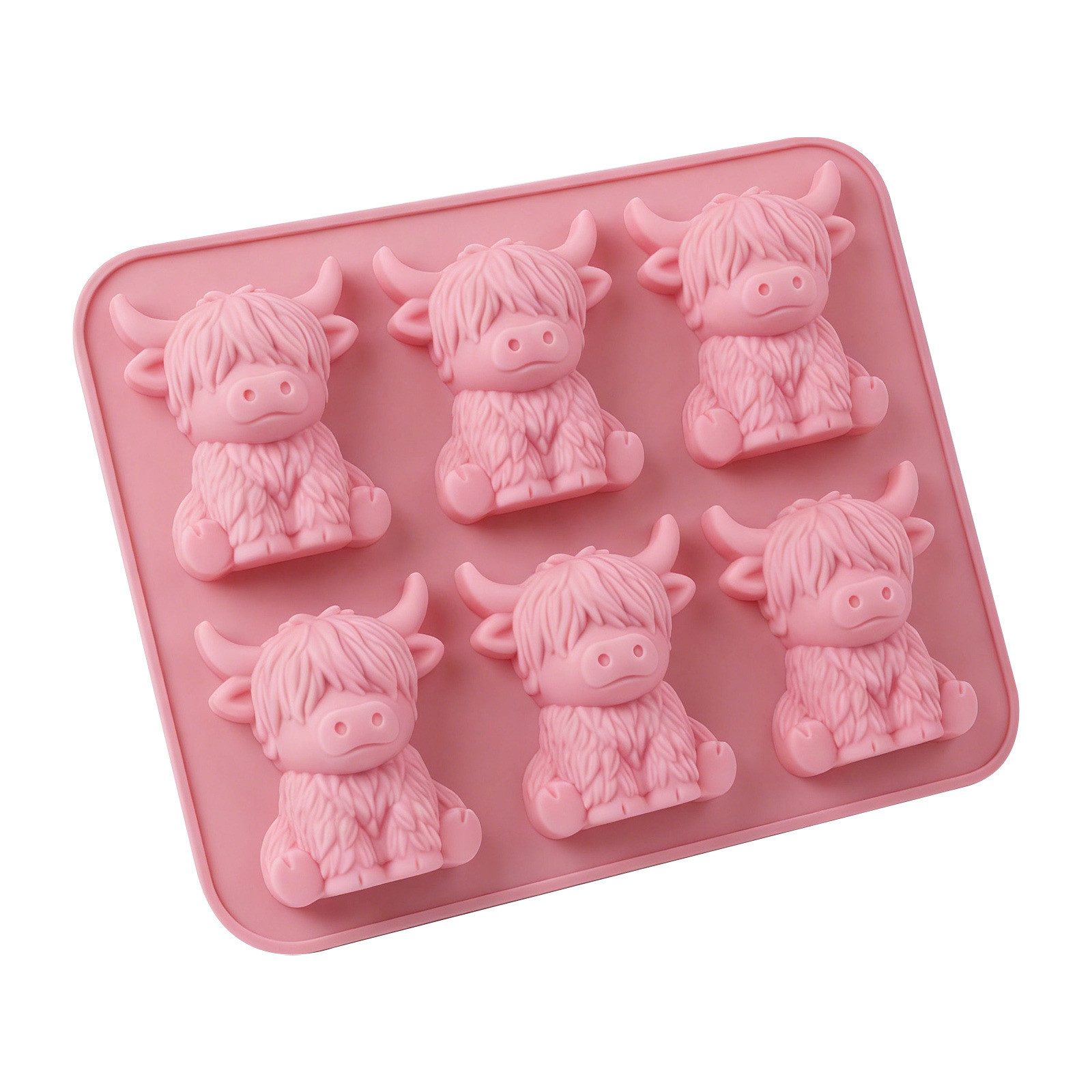 Agger Eiswürfelform Niedliche Mini 3D Hochlandrind Eiswürfelform,lustige Silikonformen, Wiederverwendbare Eiswürfelforms für Schokolade, Bonbons und Seife
