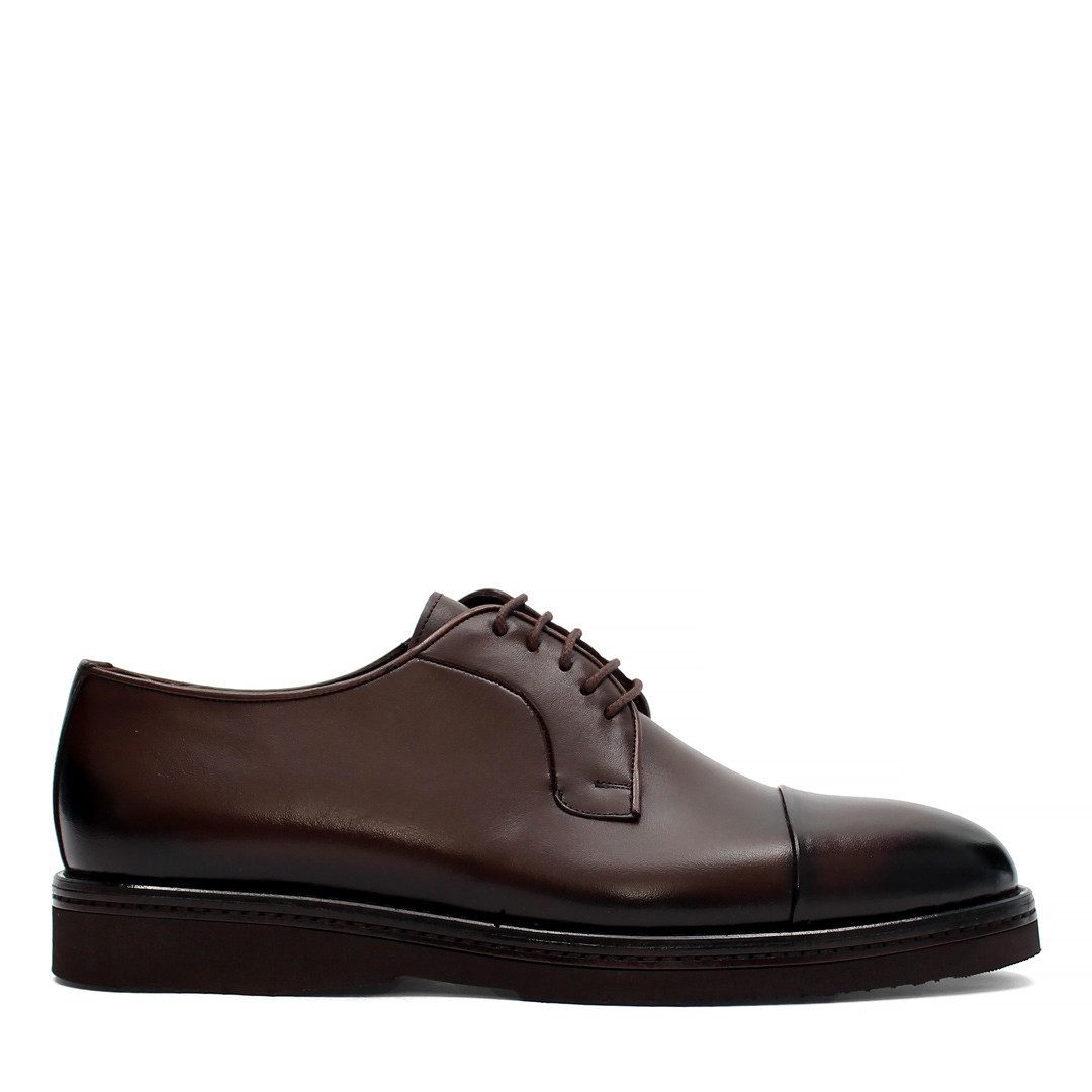 Celal Gültekin Cap-Toe Plateau Profilsohle Schnürschuh Herren Schnürschuh Glattleder, Cap-Toe, Plateau-Profilsohle, Braun, 43
