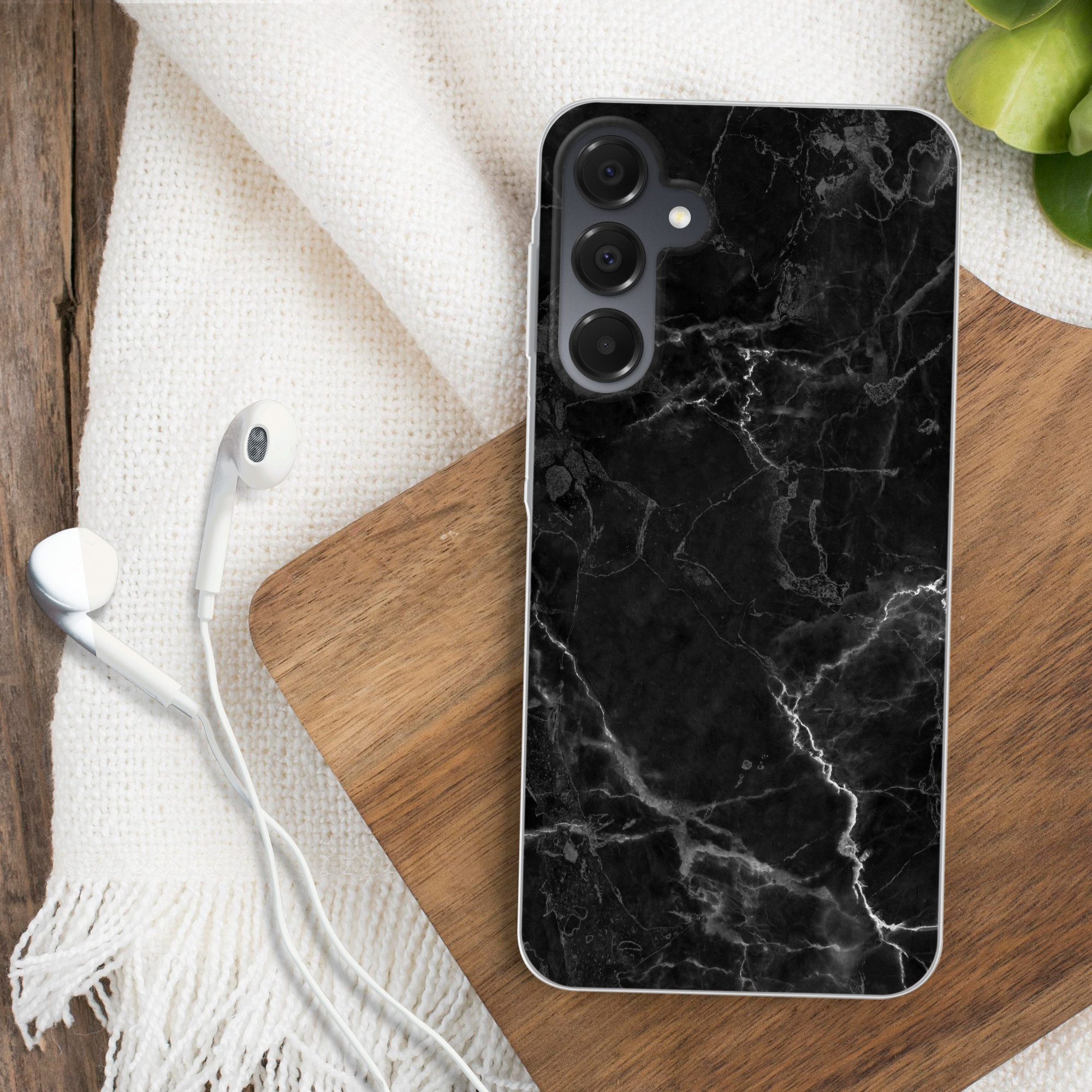 MuchoWow Handyhülle für Samsung Galaxy A16 5G Marmor - Schwarz - Weiß - Textur - Marmoropt, Phone Case, Silikon, Schutzhülle Dünn