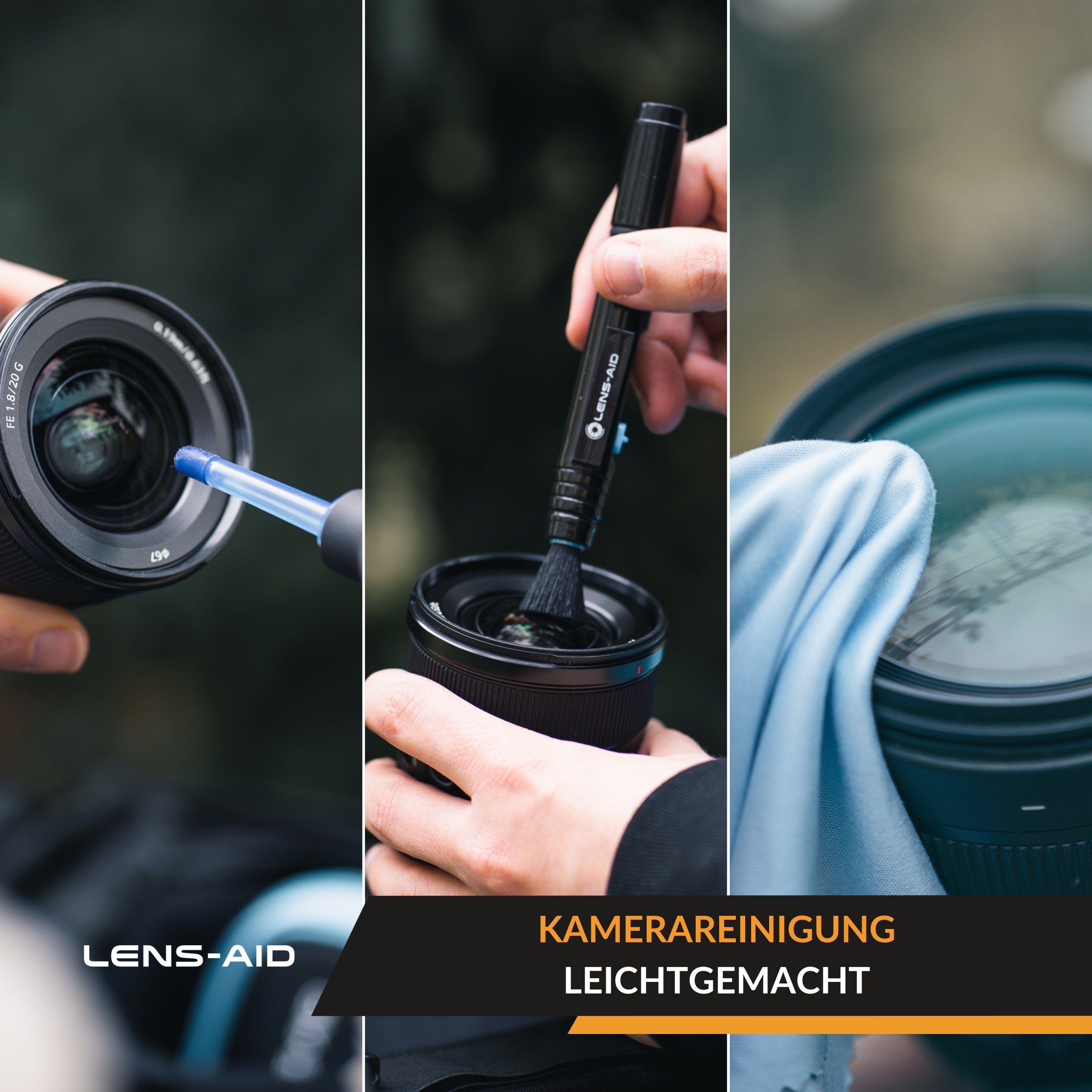 Lens-Aid Kamerazubehör-Set Großer Objektiv, Kamera, zwei (3 wechselbare Düsen zur Tastatur, von Power-Blasebalg tlg), Reinigung