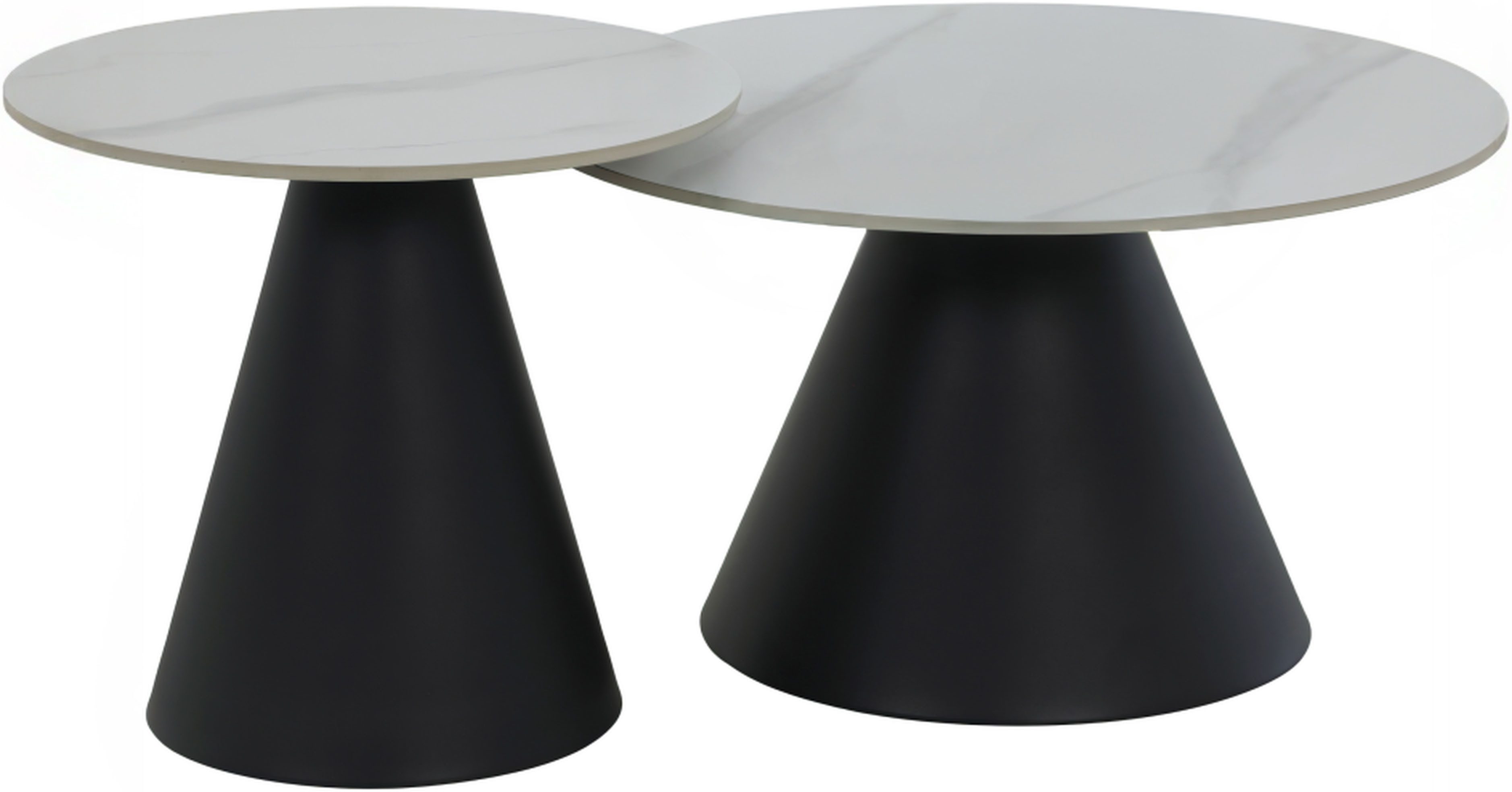HELA Couchtisch DUSTIN (Set, 2-St), 2er Set Couchtisch; rund; Sintered Stone; Gestell kegelförmig